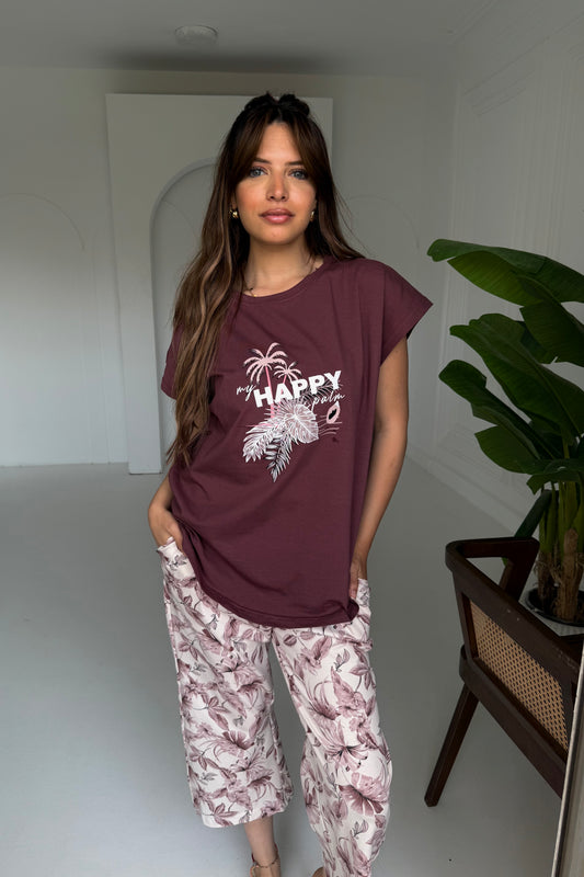 "Happy Palm" Bermuda Pajama Set