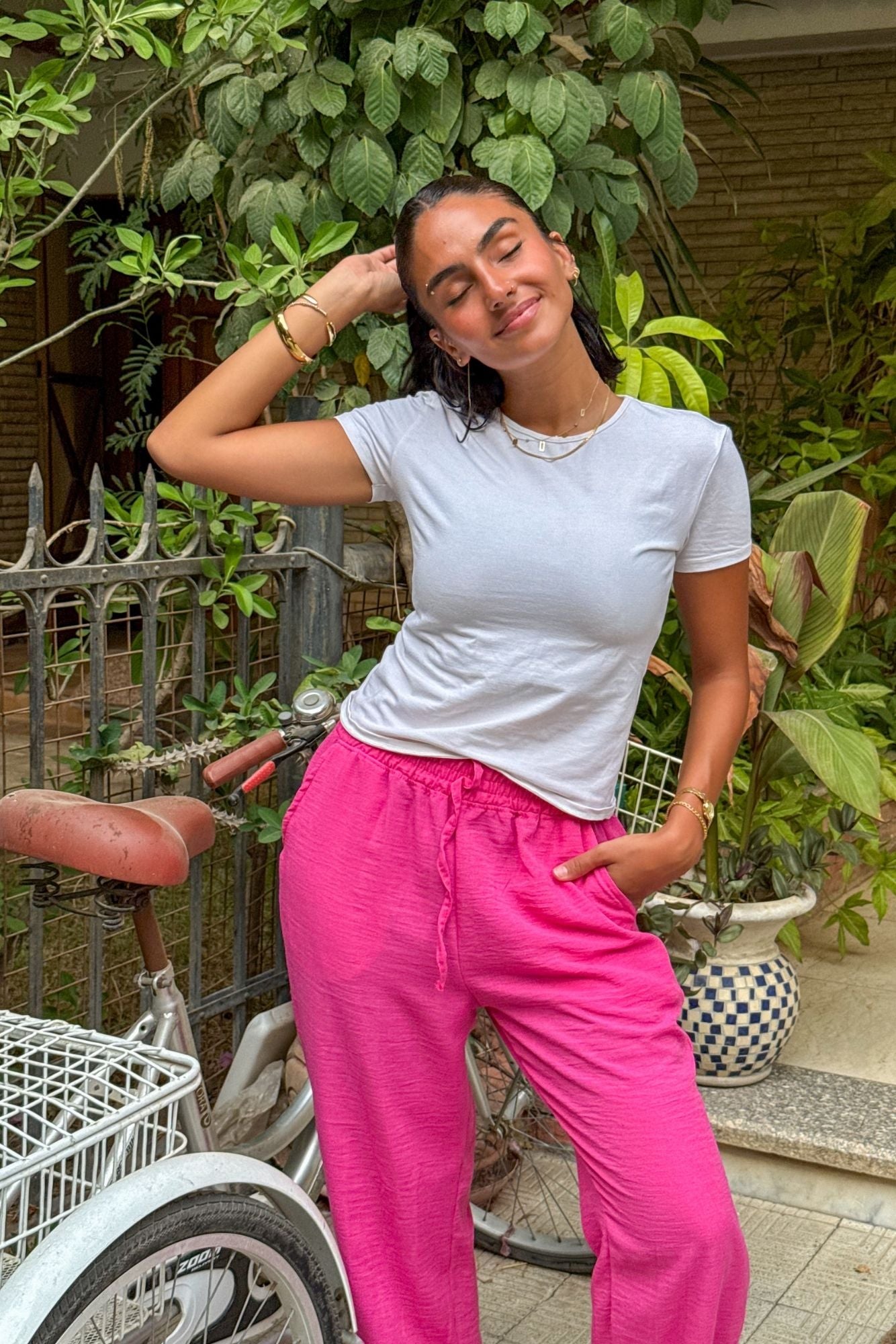 Fuchsia Linen Pants