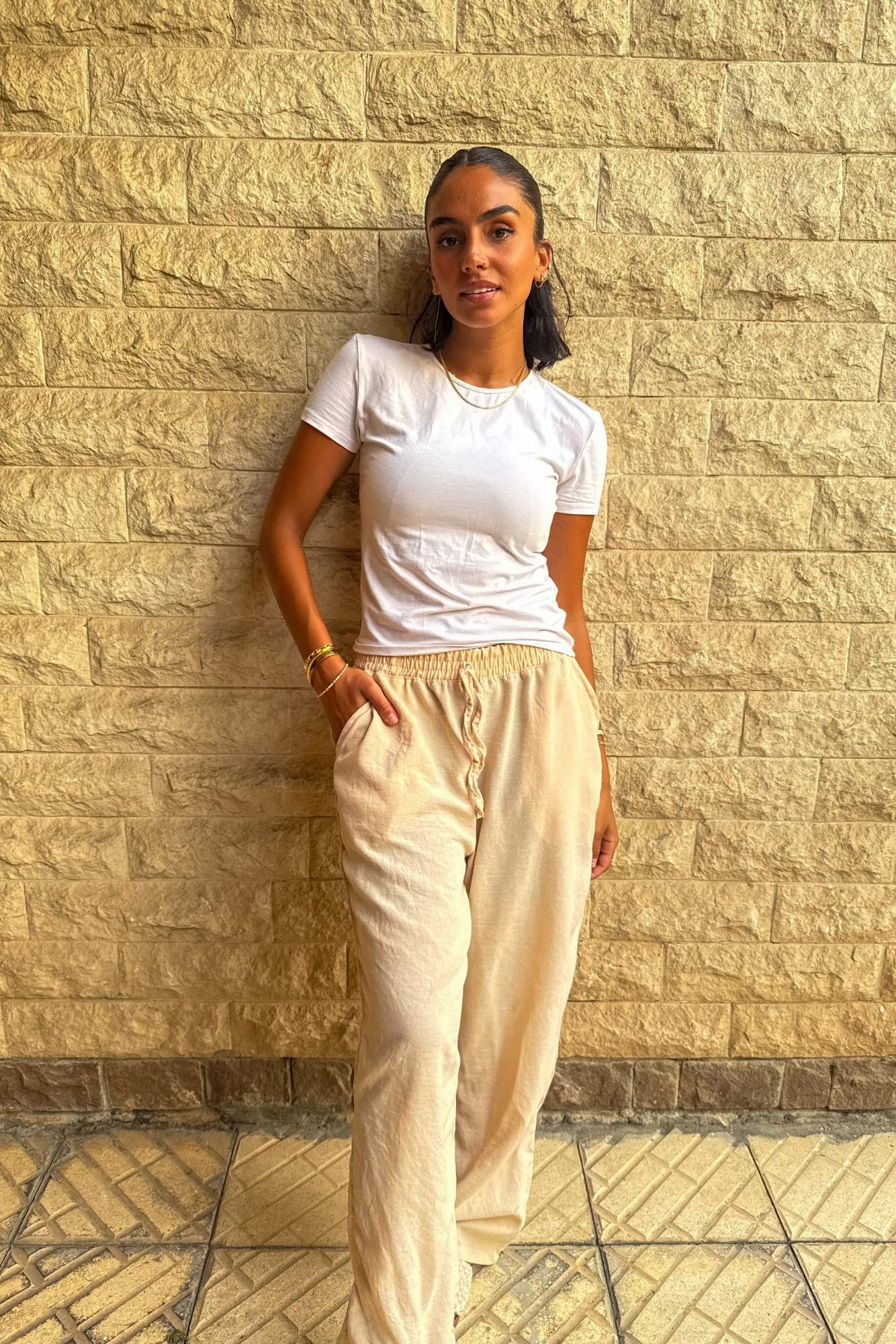 Beige Linen Pants
