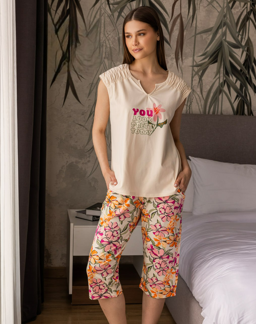 "YOU" bermuda pajama set