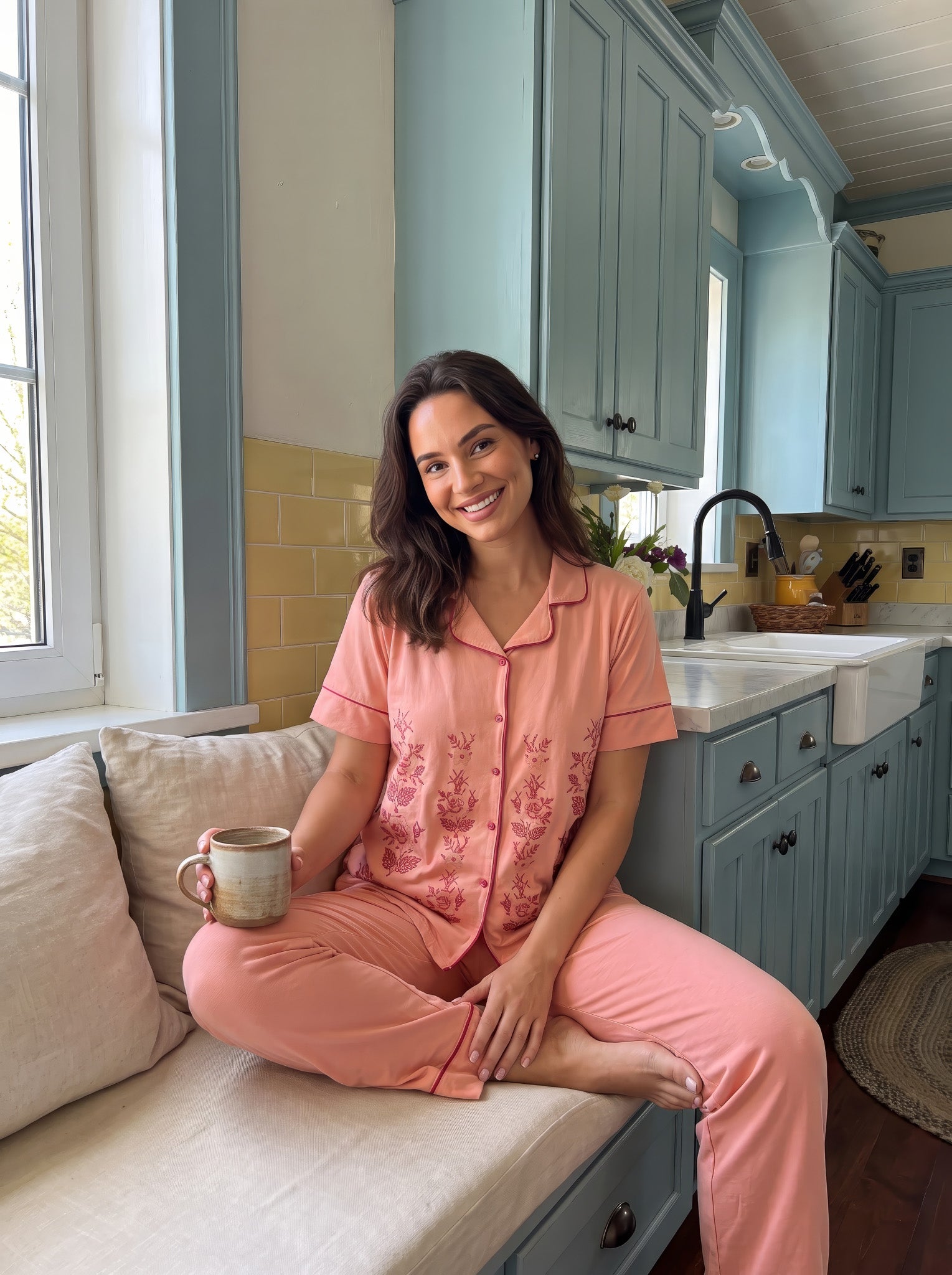 Pink Buttoned Pajama Set
