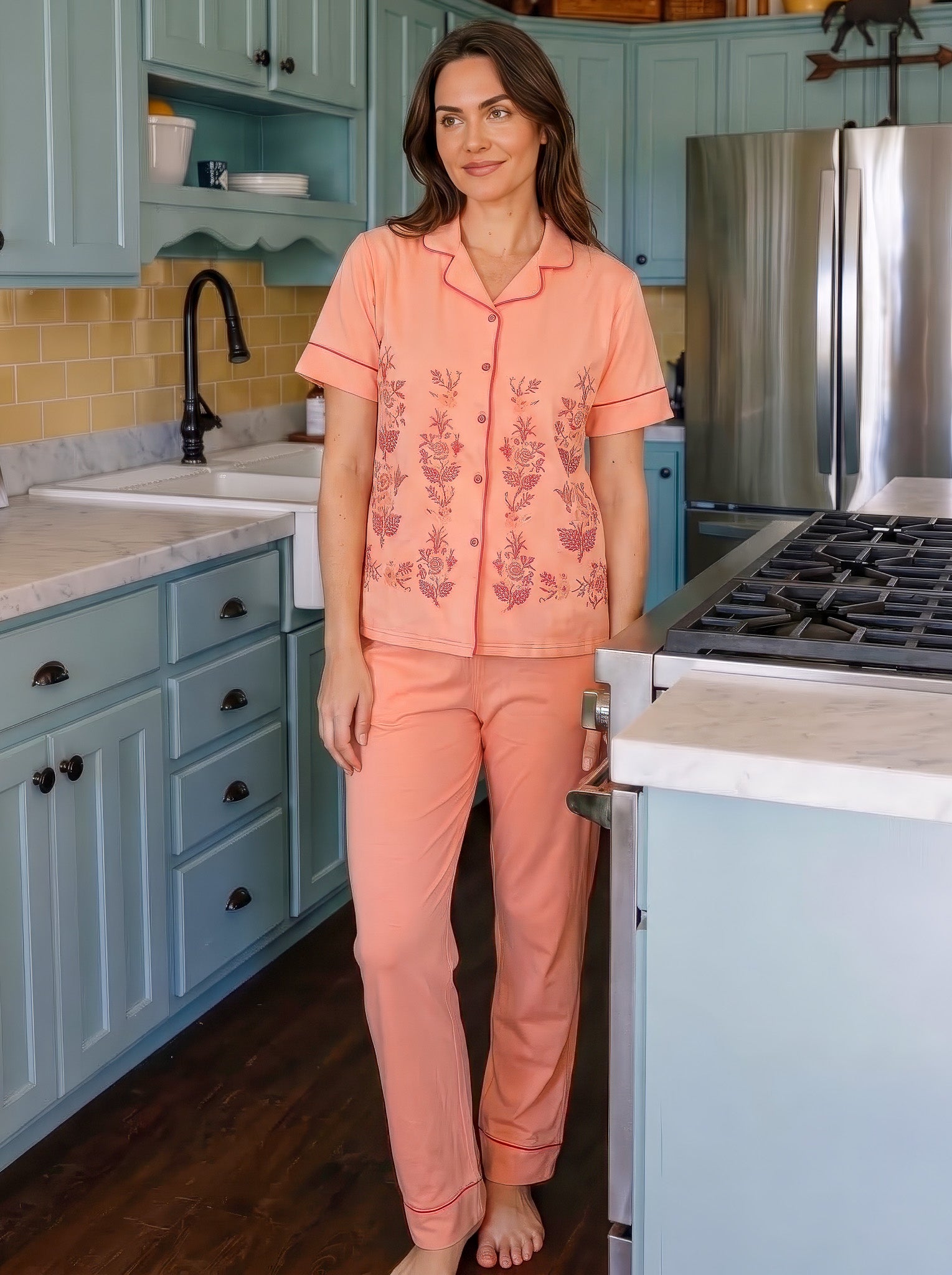 Pink Buttoned Pajama Set