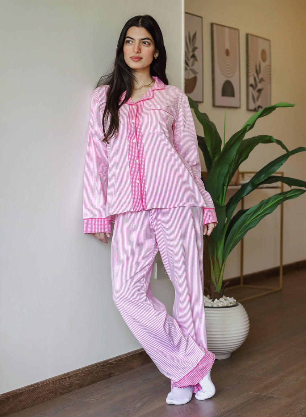 Striped Buttoned Pajama Set