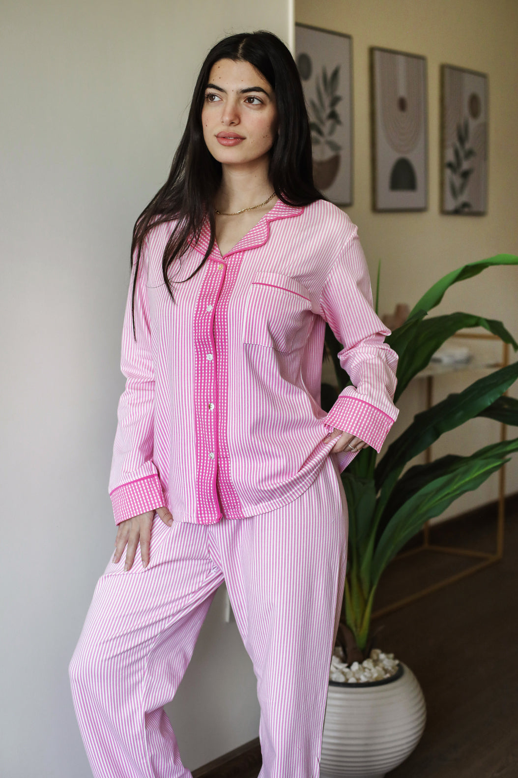 Striped Buttoned Pajama Set