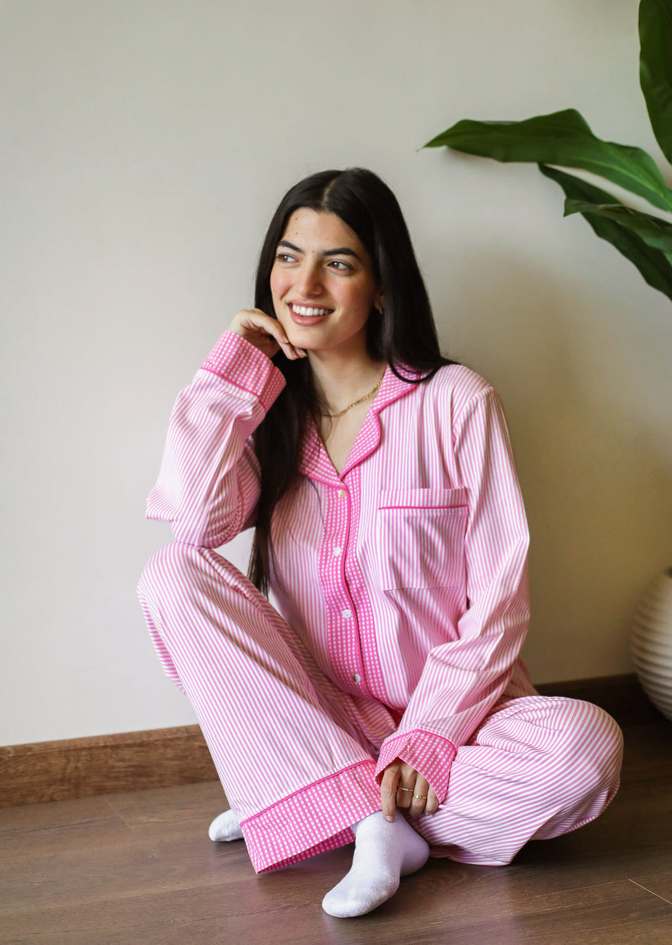 Striped Buttoned Pajama Set