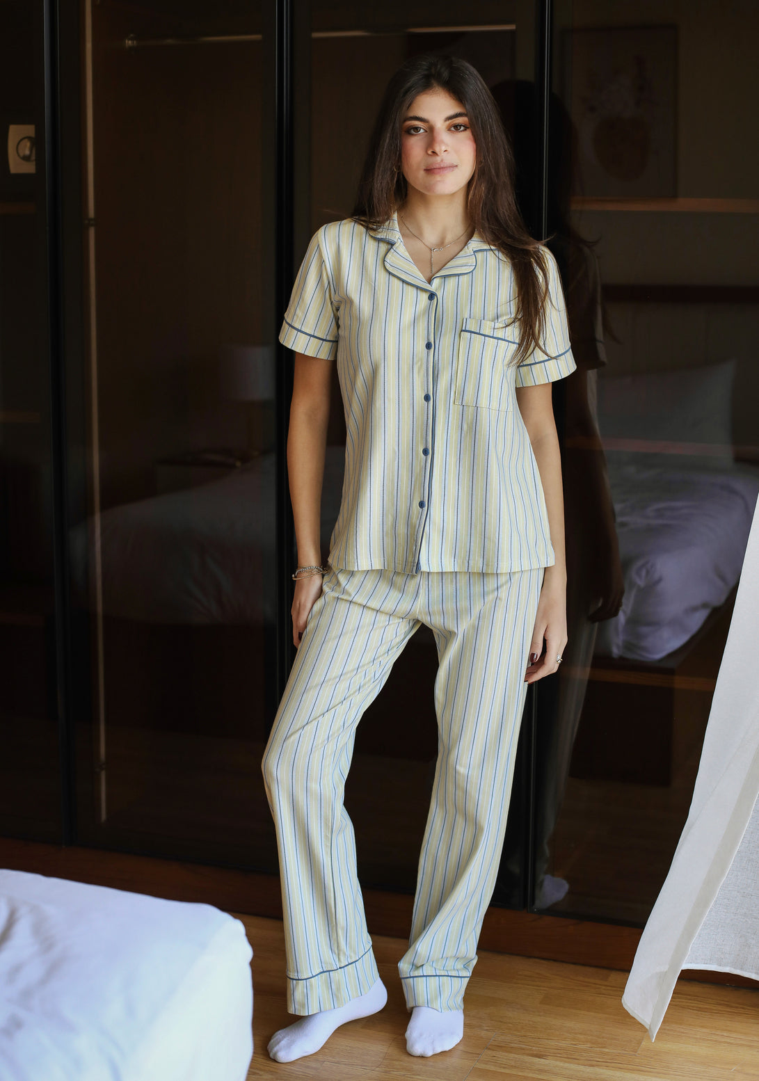 Yellow Stripe Pajama Set