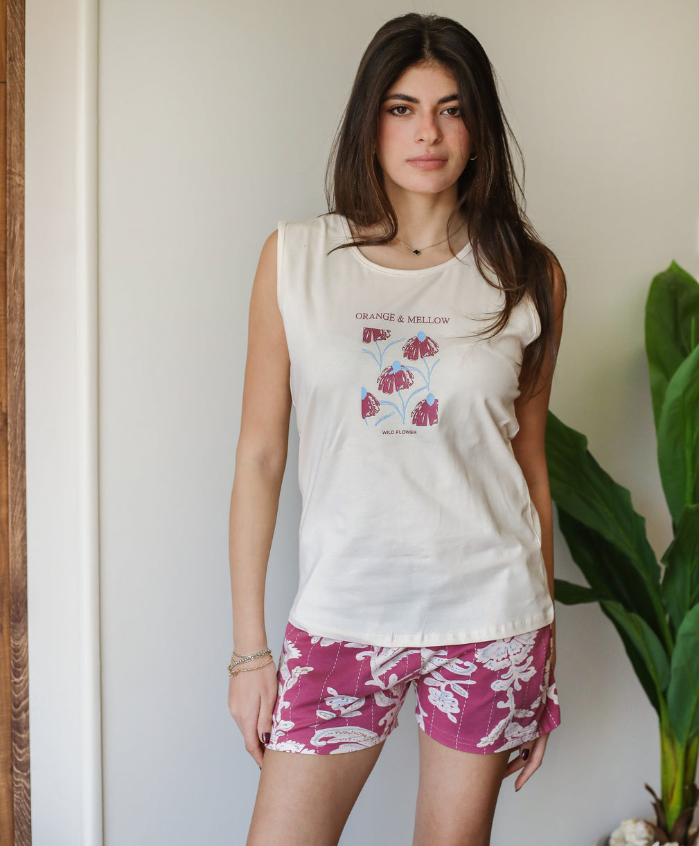 "MELLOW" 3Pcs Pajama Short