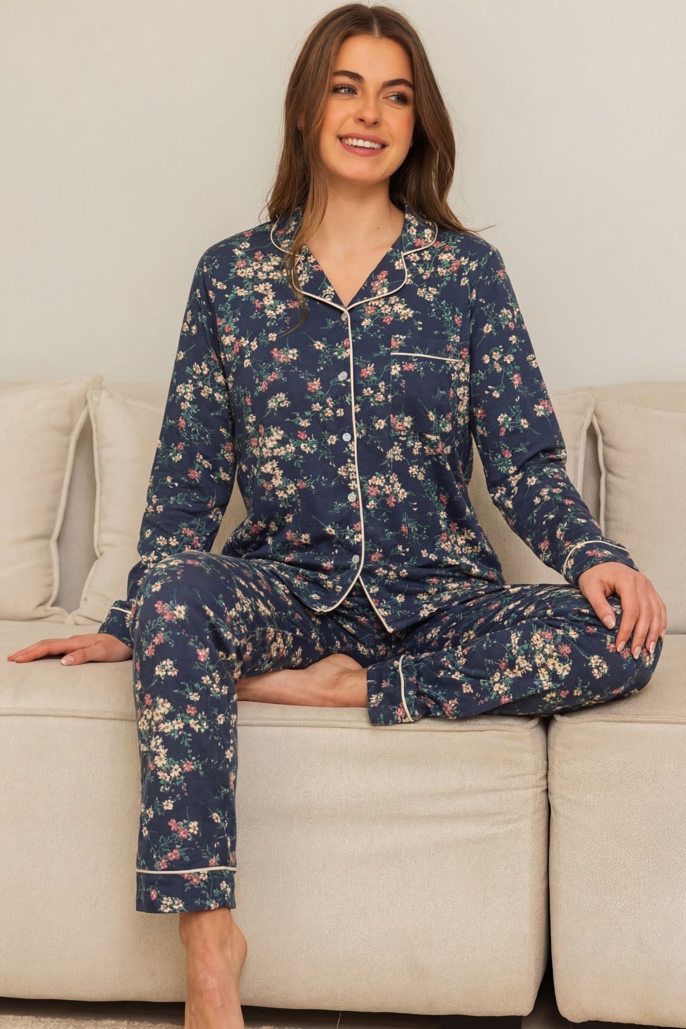 Navy Garden Pajama Set