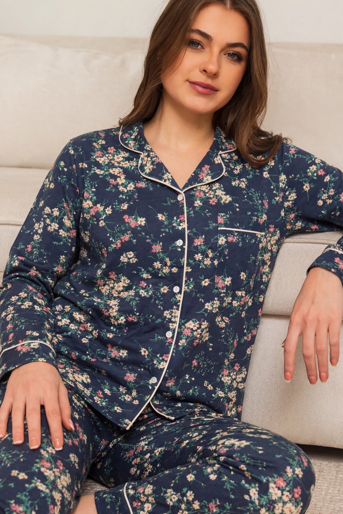 Navy Garden Pajama Set