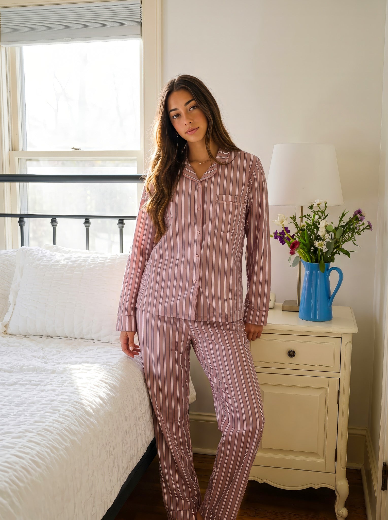 Striped Cashmere Pajama Set