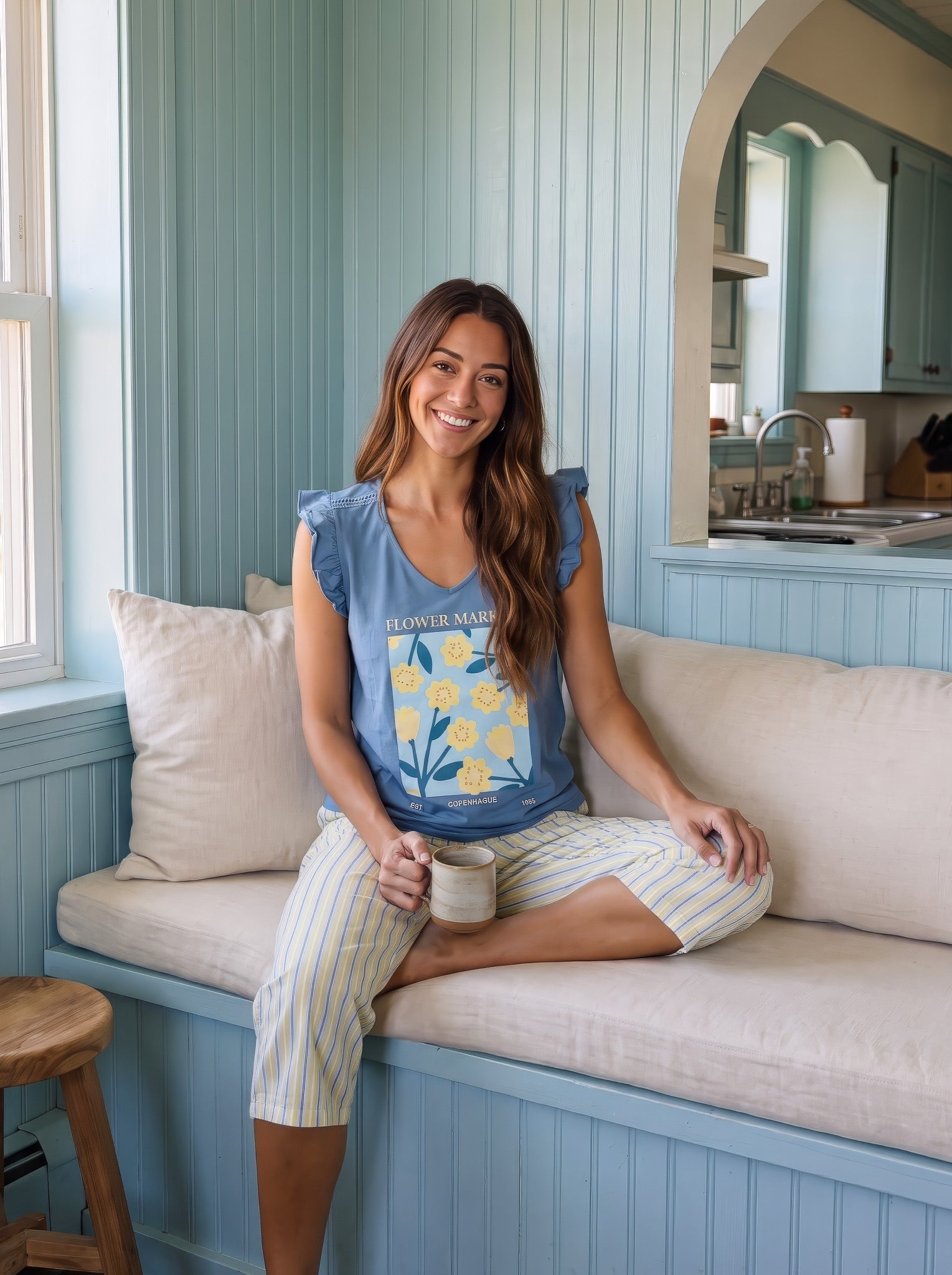"Flower Market" Bermuda Pajama Set
