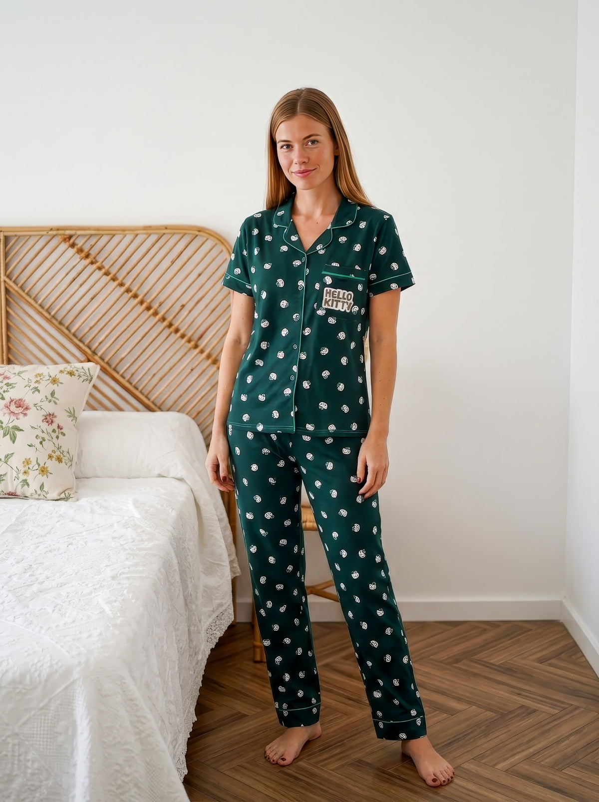 Kitty Buttoned Pajama Set