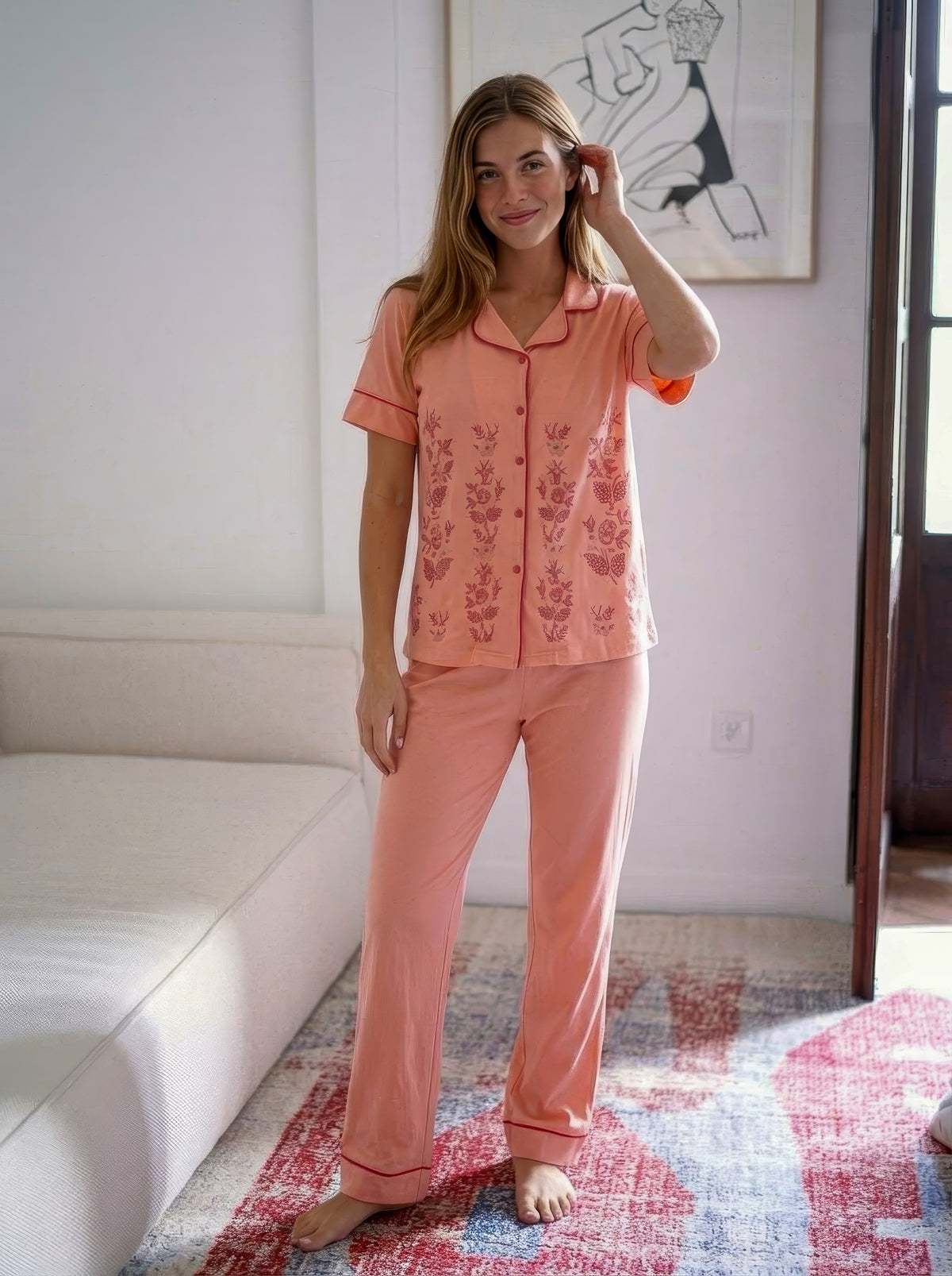 Pink Buttoned Pajama Set