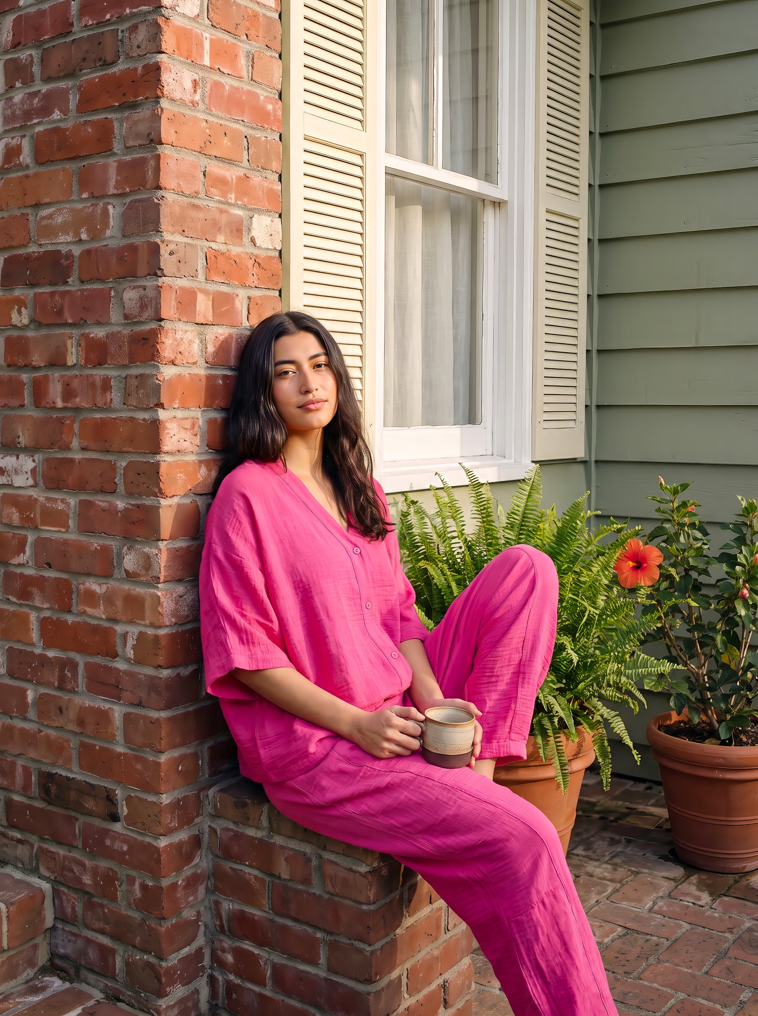 Fuchia Linen Set
