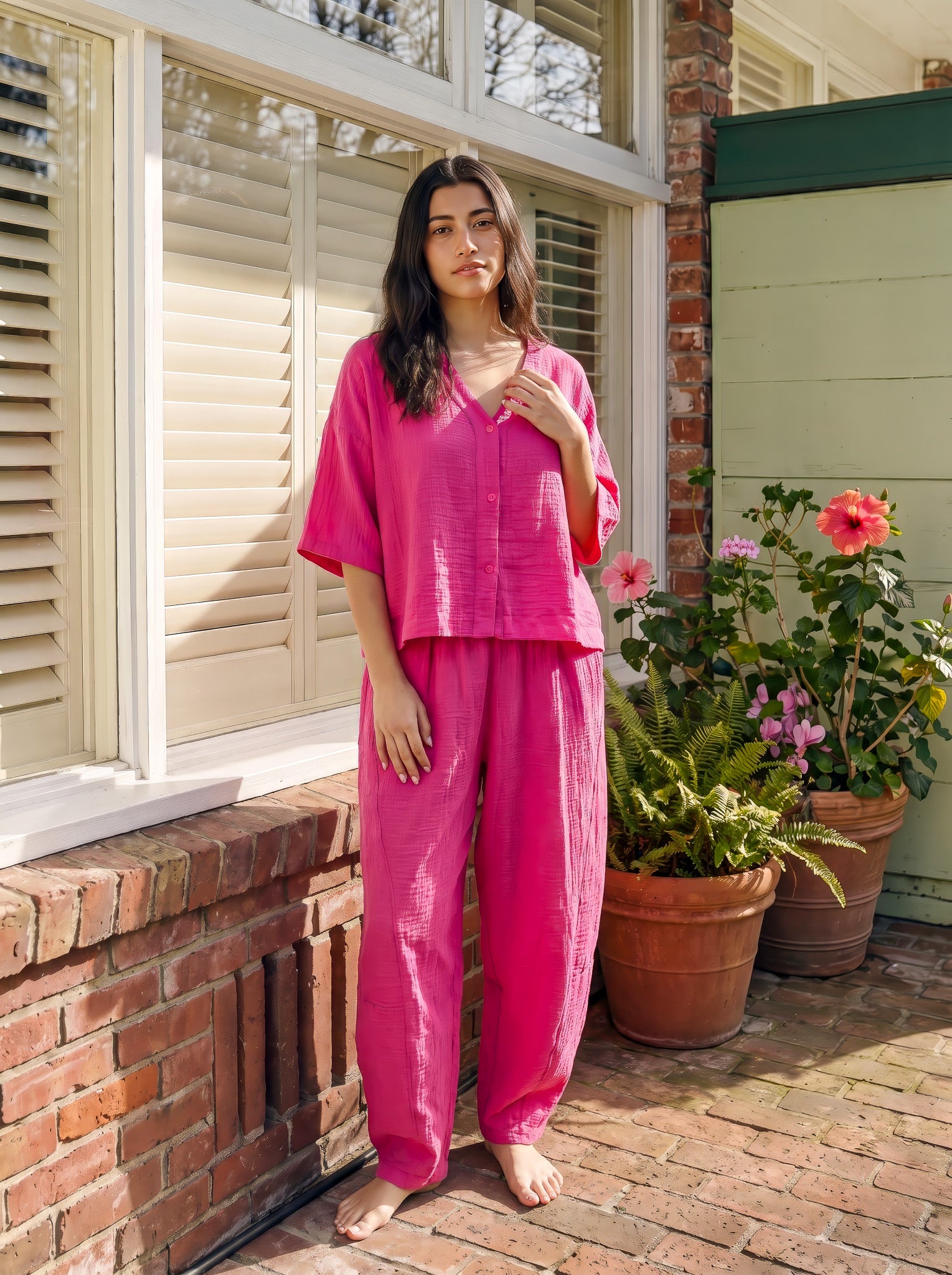 Fuchia Linen Set
