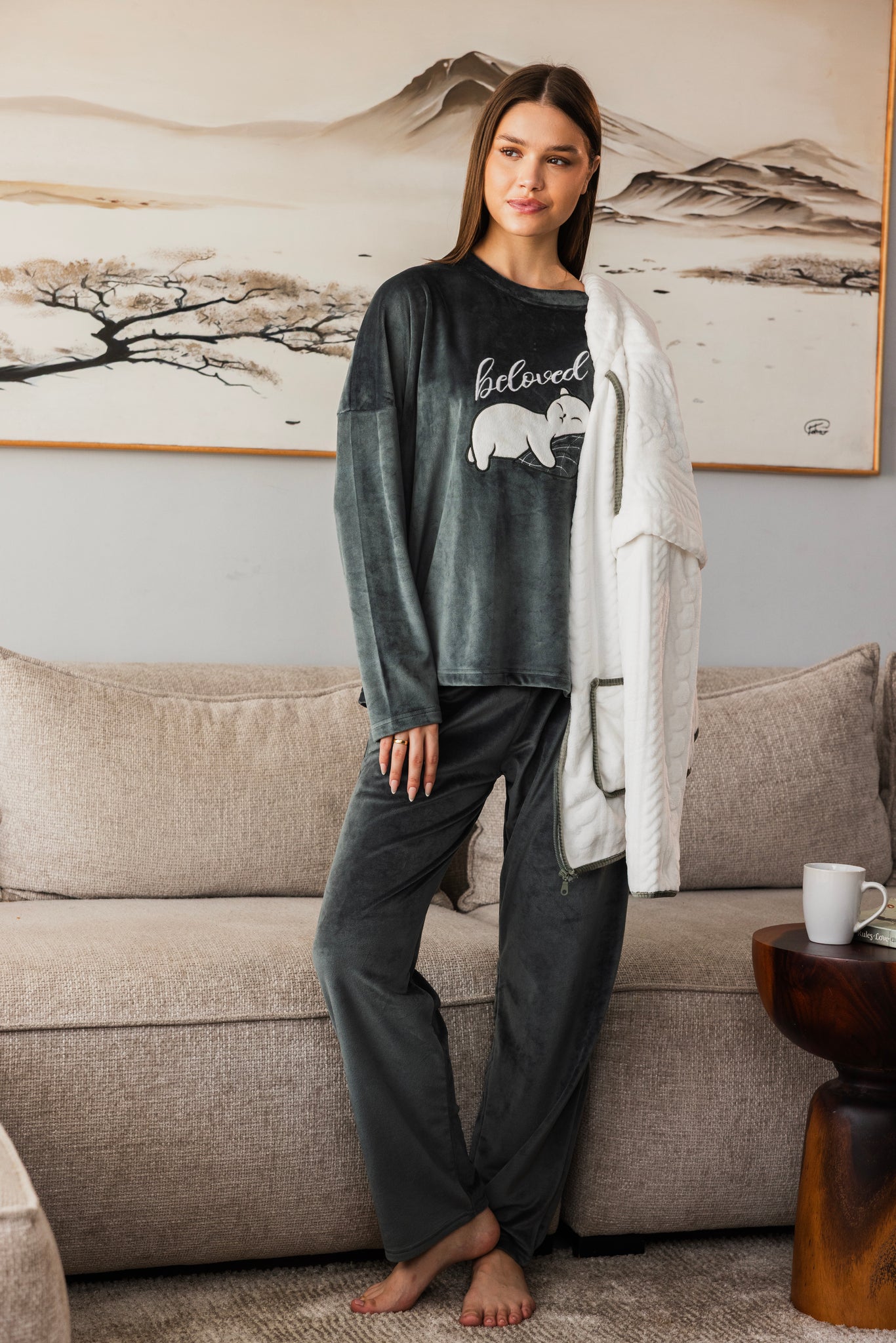 "Beloved" 3 pcs pajama set