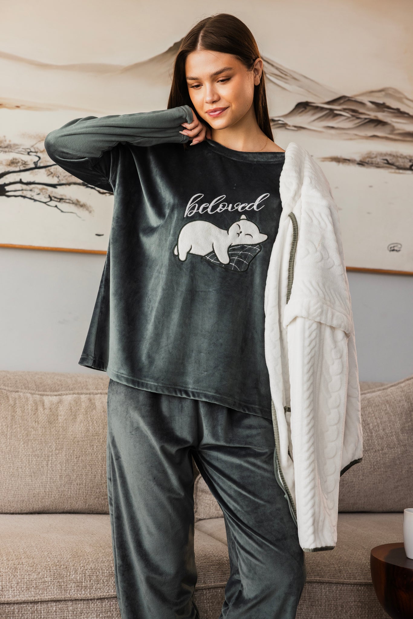 "Beloved" 3 pcs pajama set
