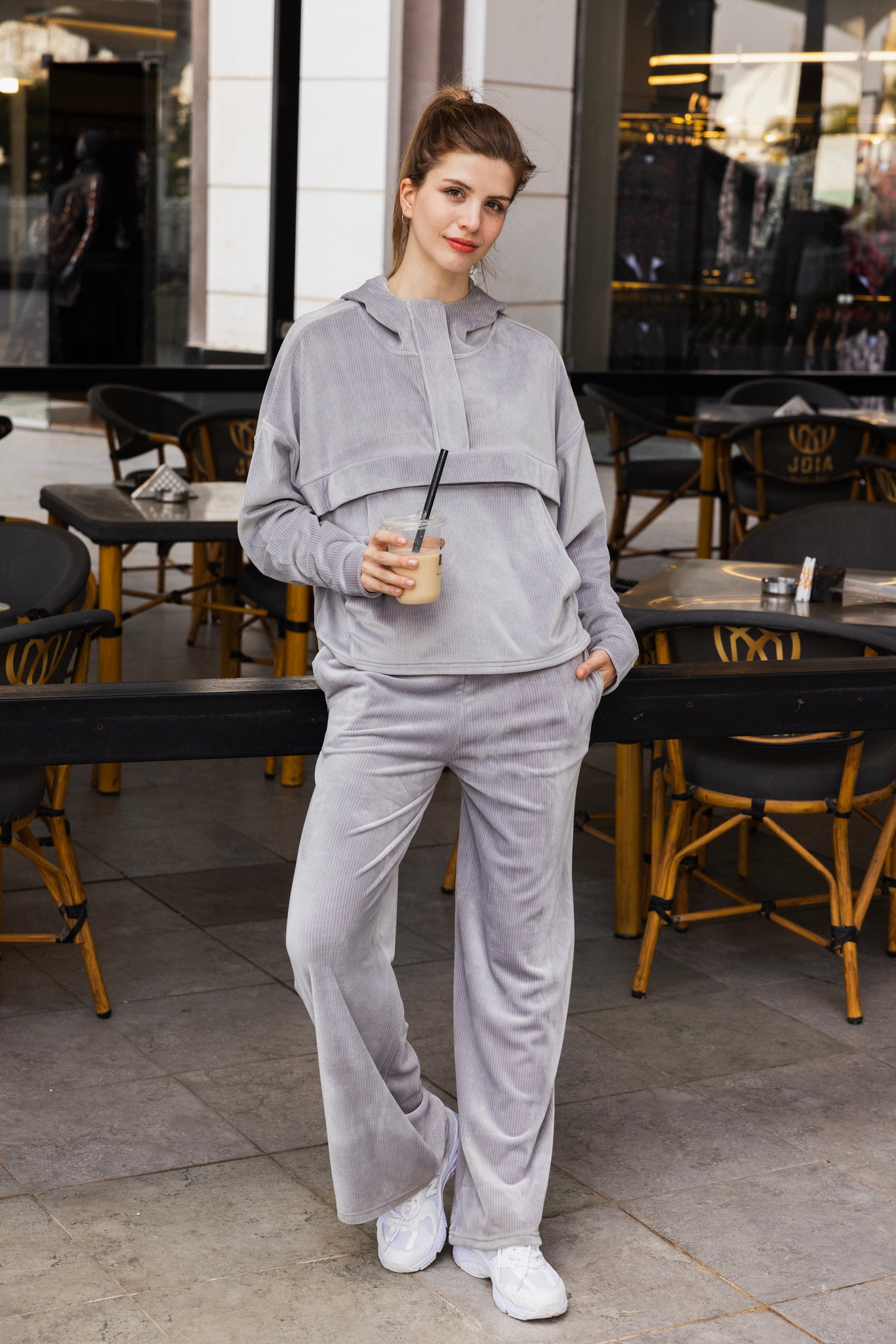 velvet grey pajama set