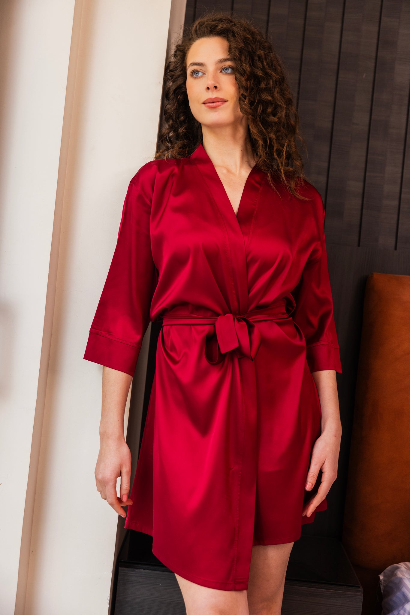 Luxury Burgundy Satin Robe