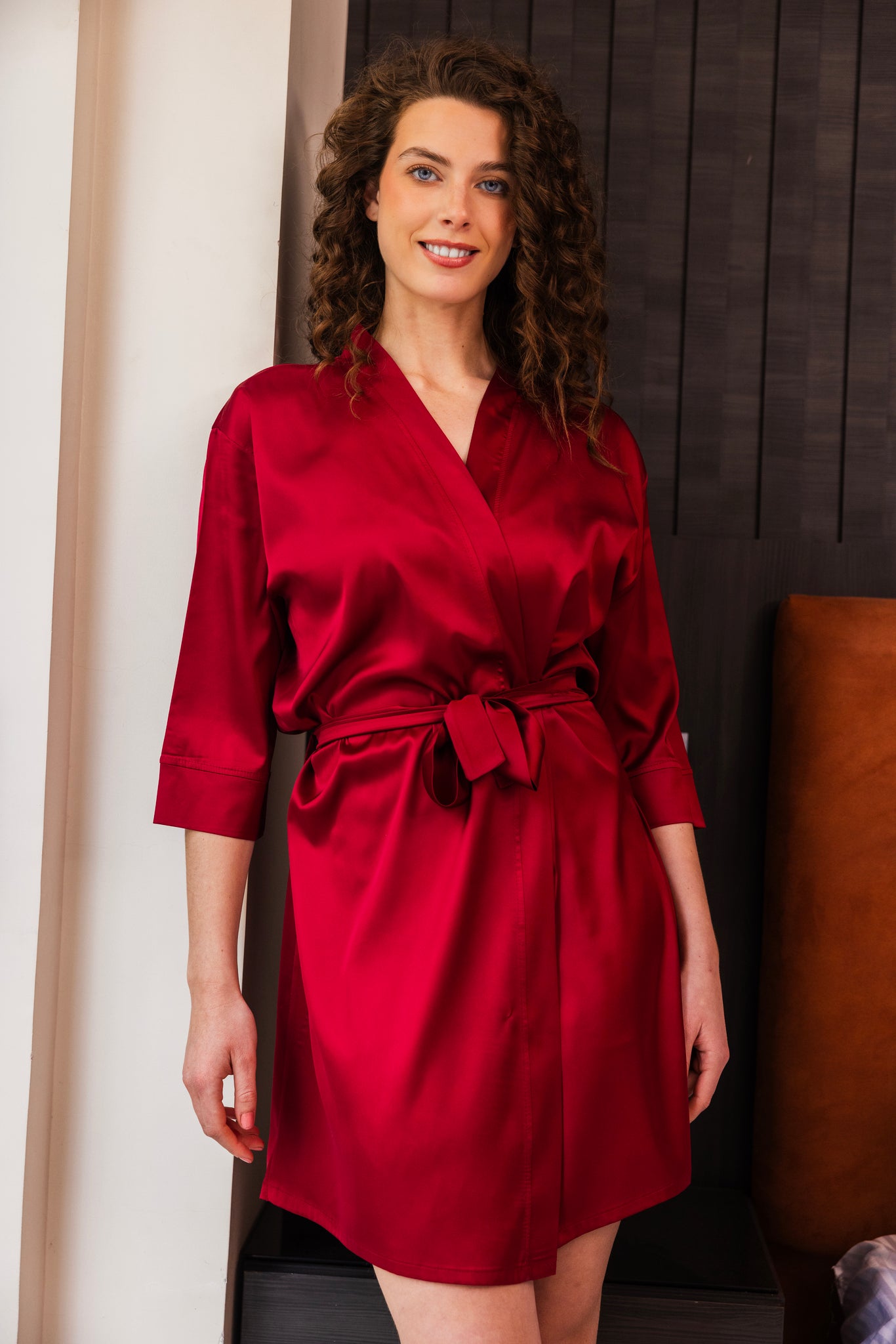 Luxury Burgundy Satin Robe