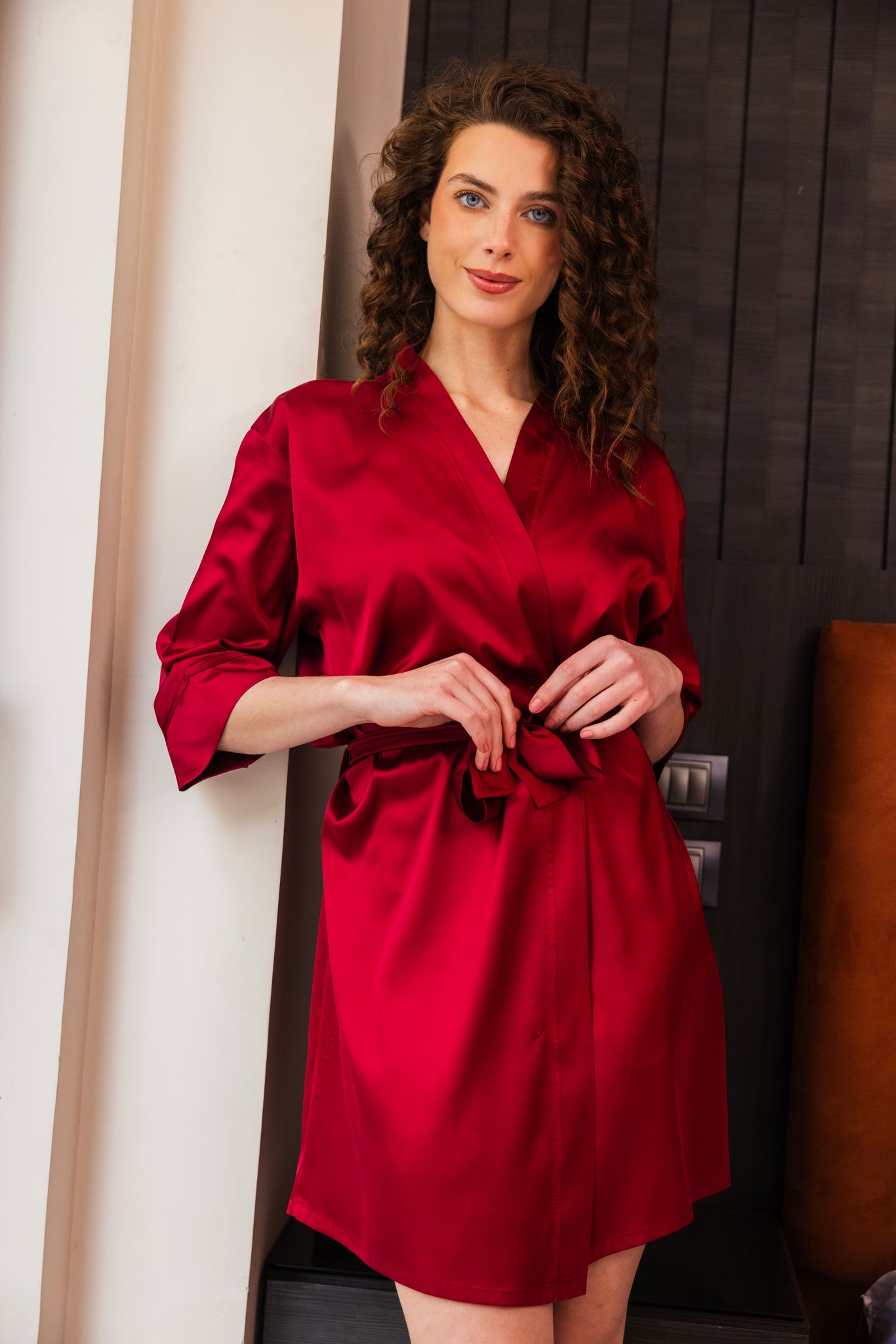 Luxury Burgundy Satin Robe