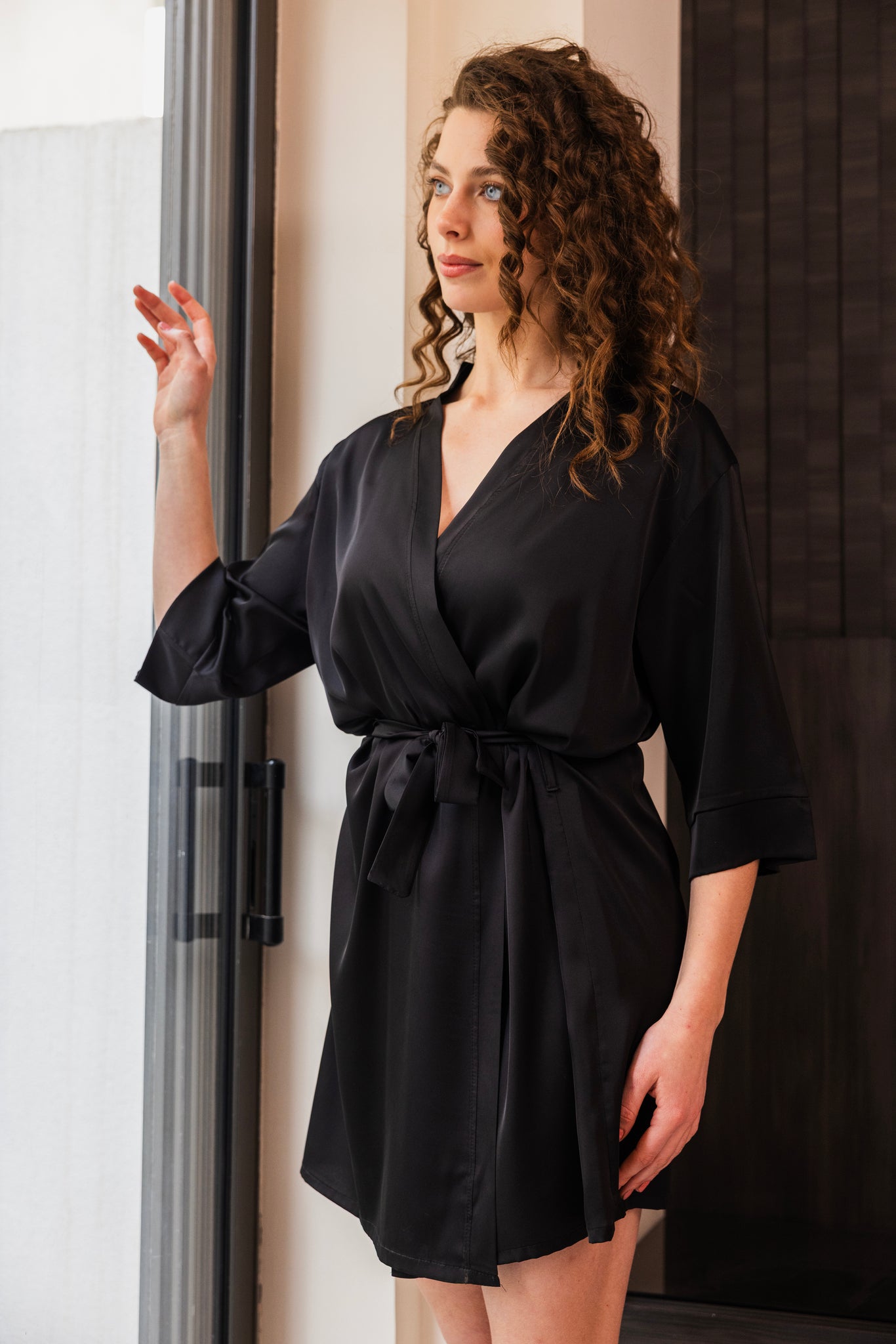 Luxury Black Satin Robe
