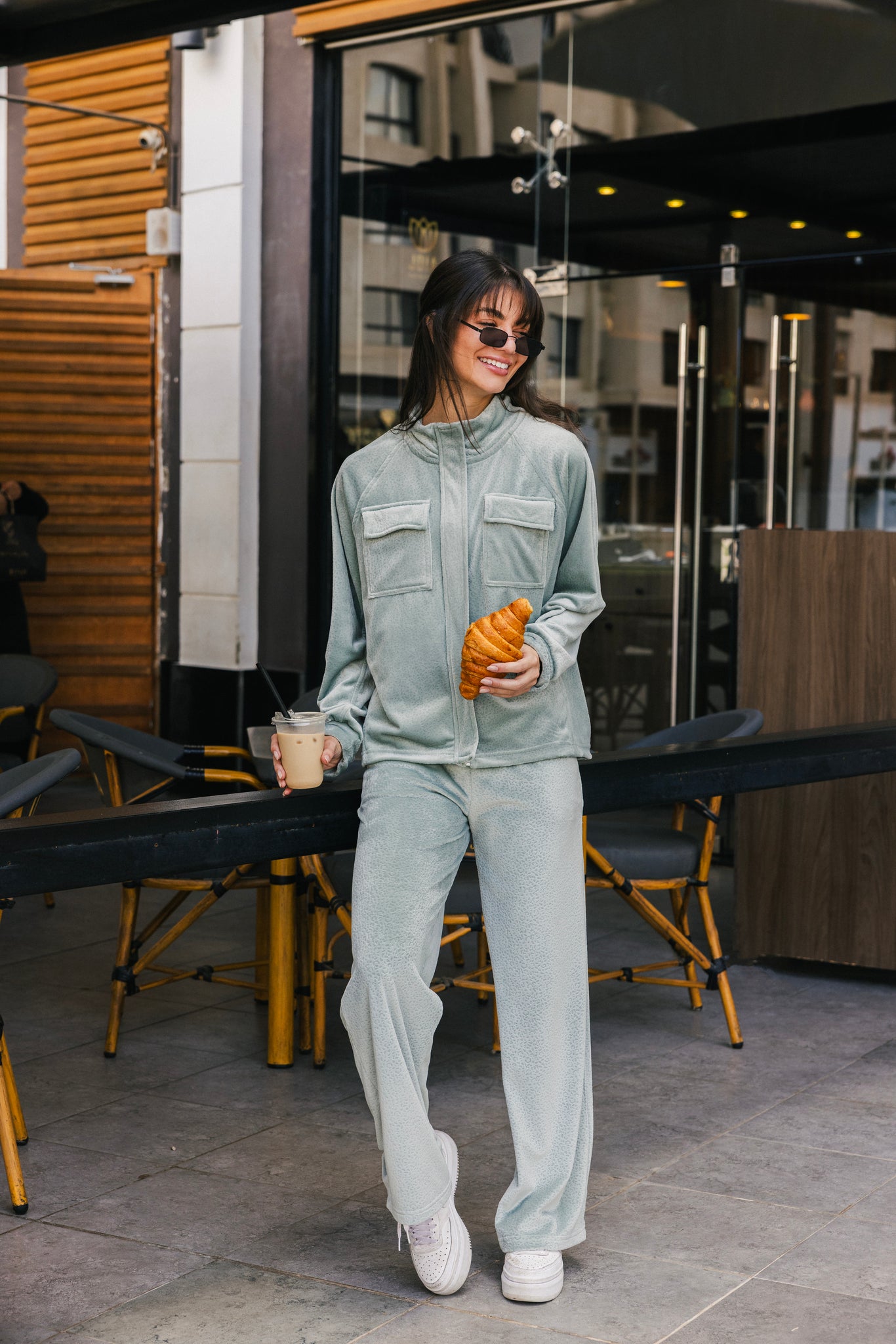 velvet mint pajama set