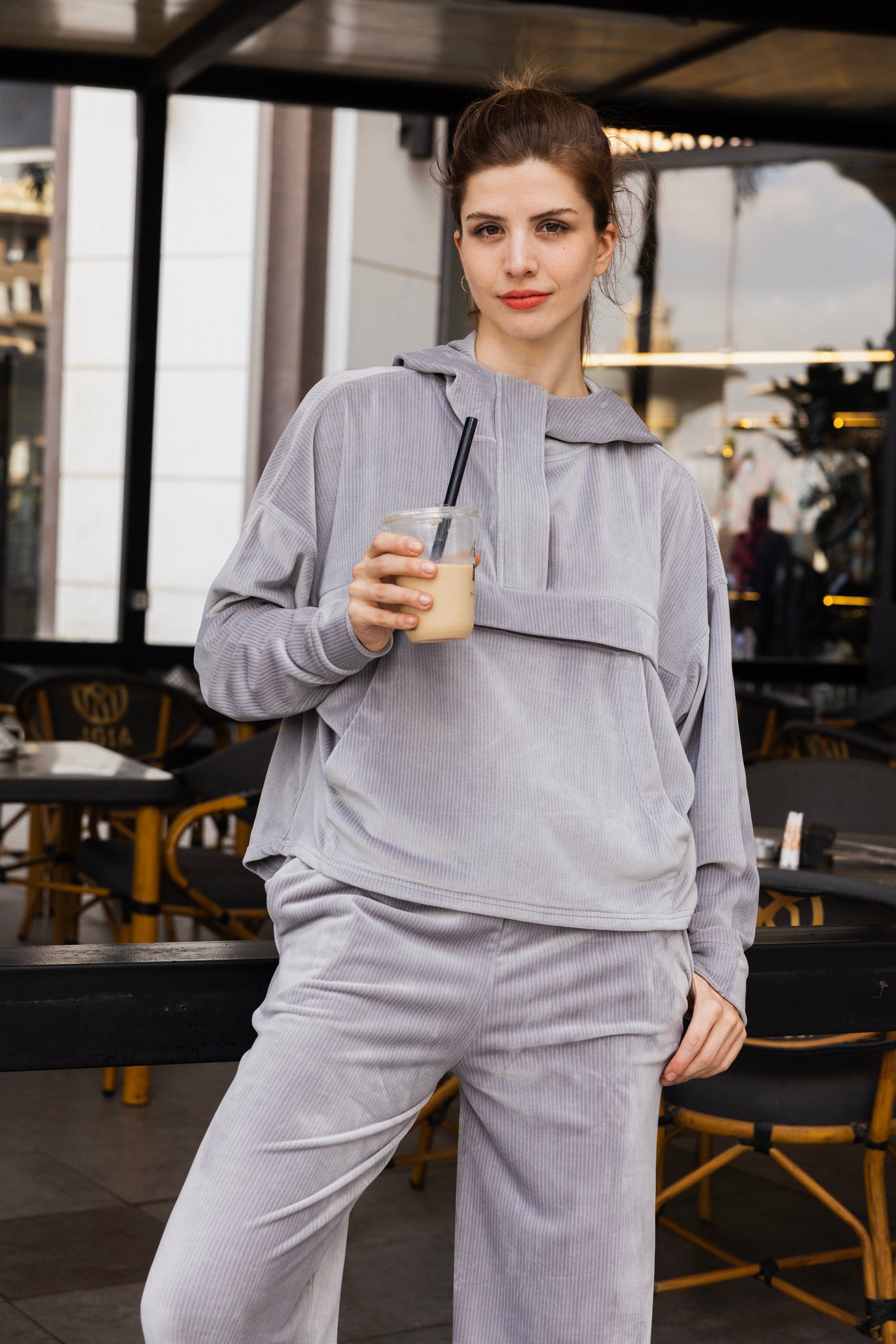 velvet grey pajama set