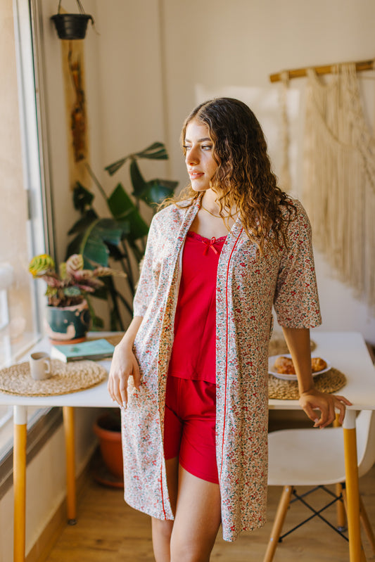 Red Floral Pajama Shorts