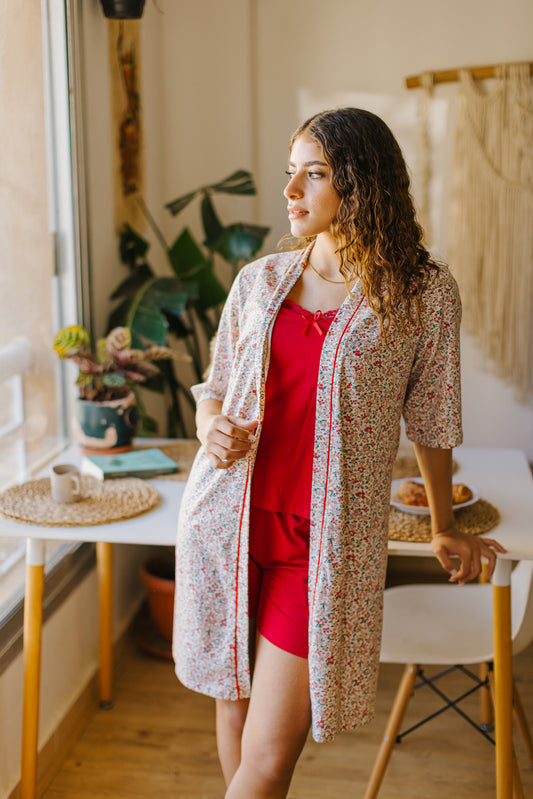 Red Floral Pajama Shorts