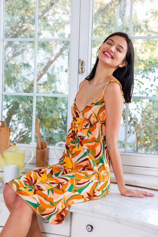 Dress in Tropical Print 