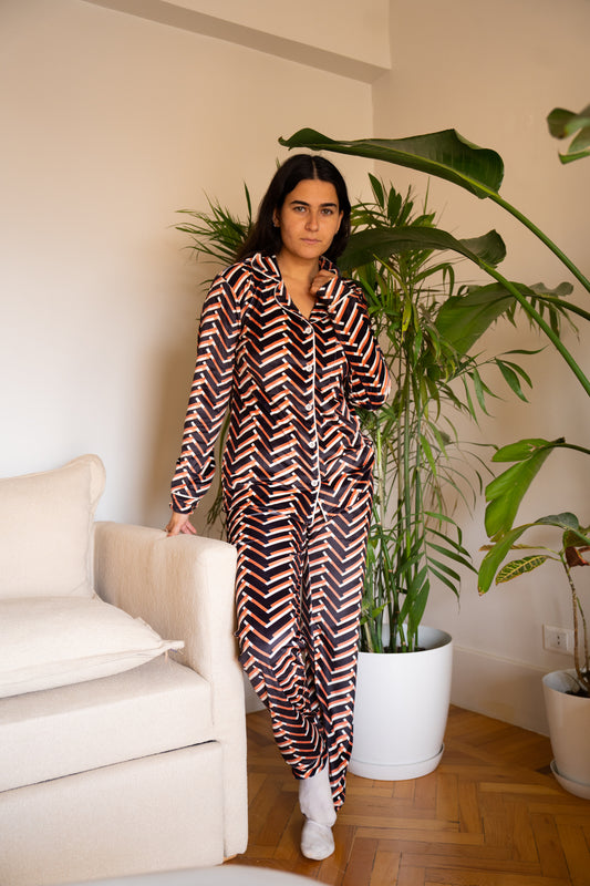 Zigzag button pajamas