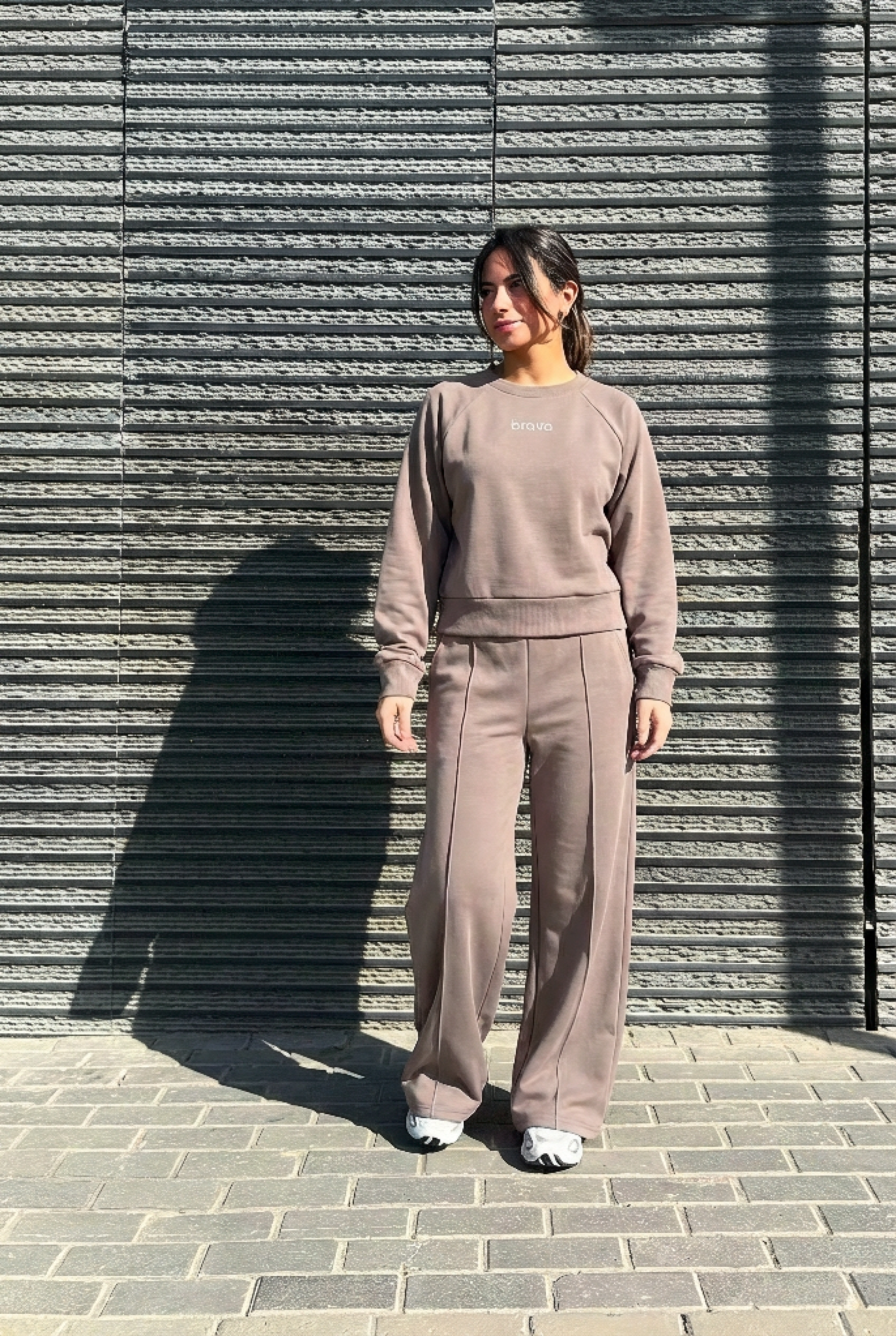 Brown Melton Pajama Set