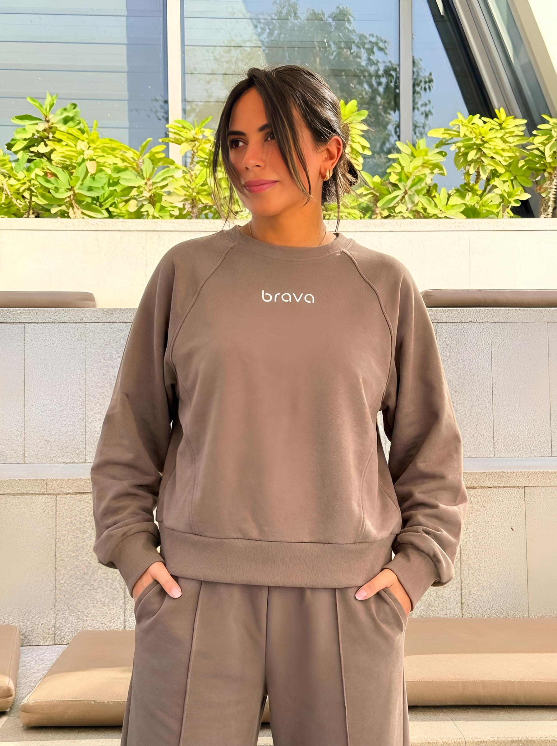 Brown Melton Pajama Set