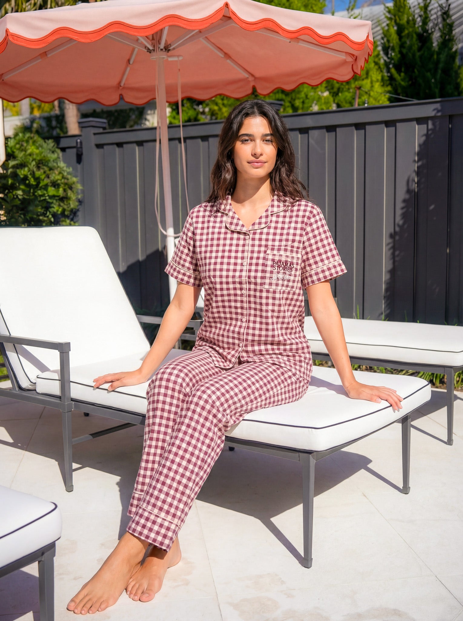 "Blush Check" Pajama Set