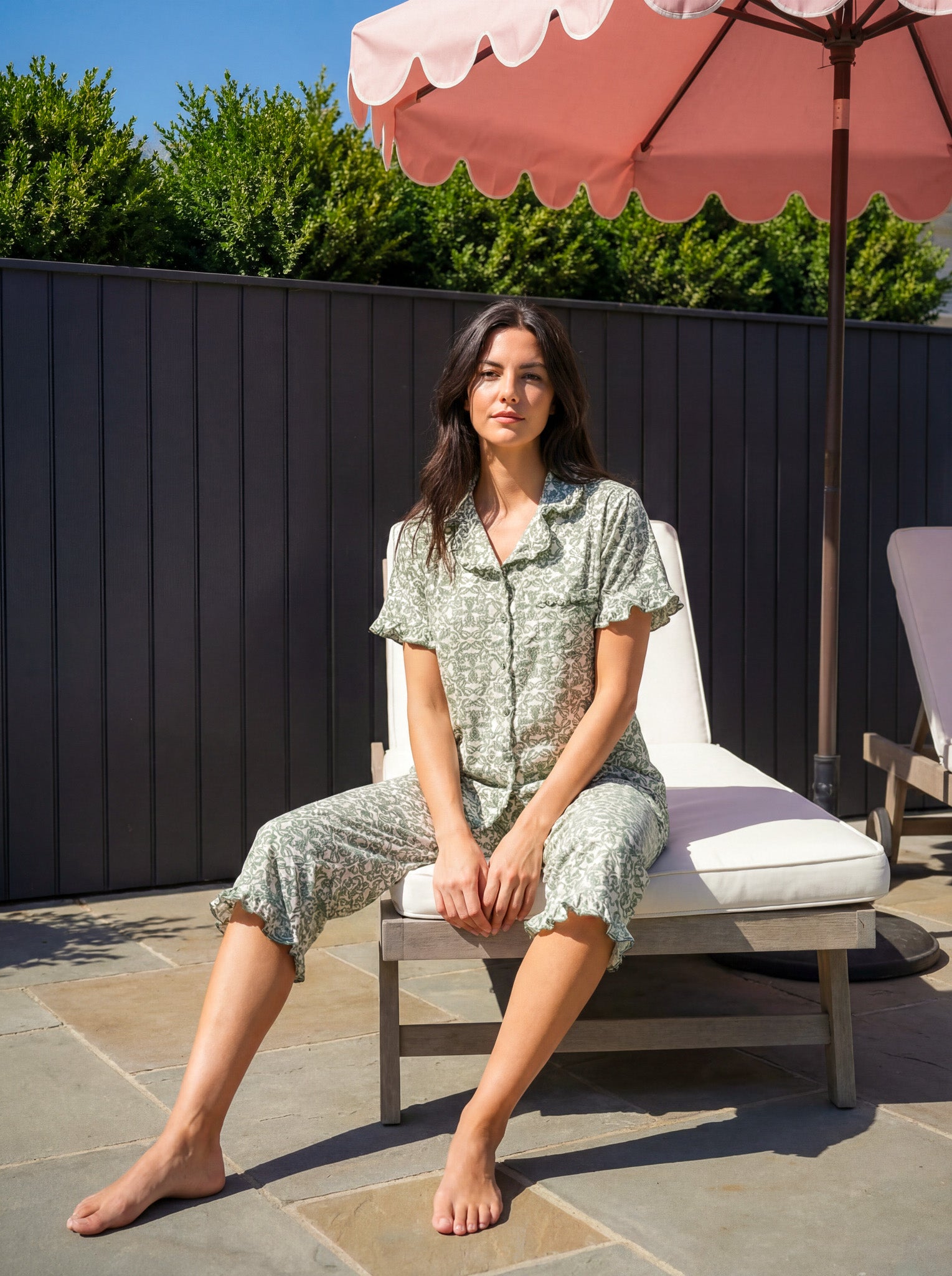 "Sage Bloom" Bermuda Pajama Set