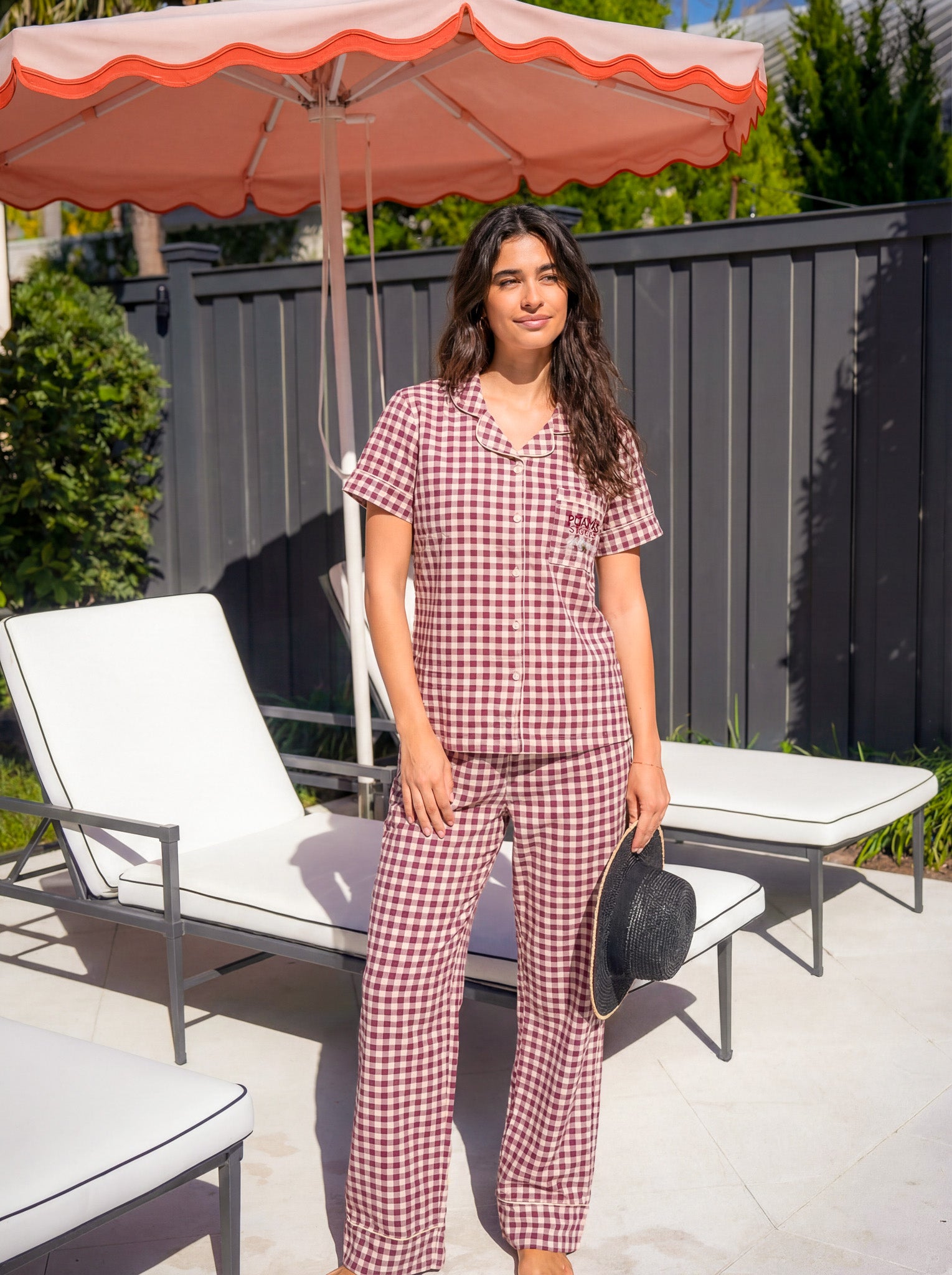 "Blush Check" Pajama Set