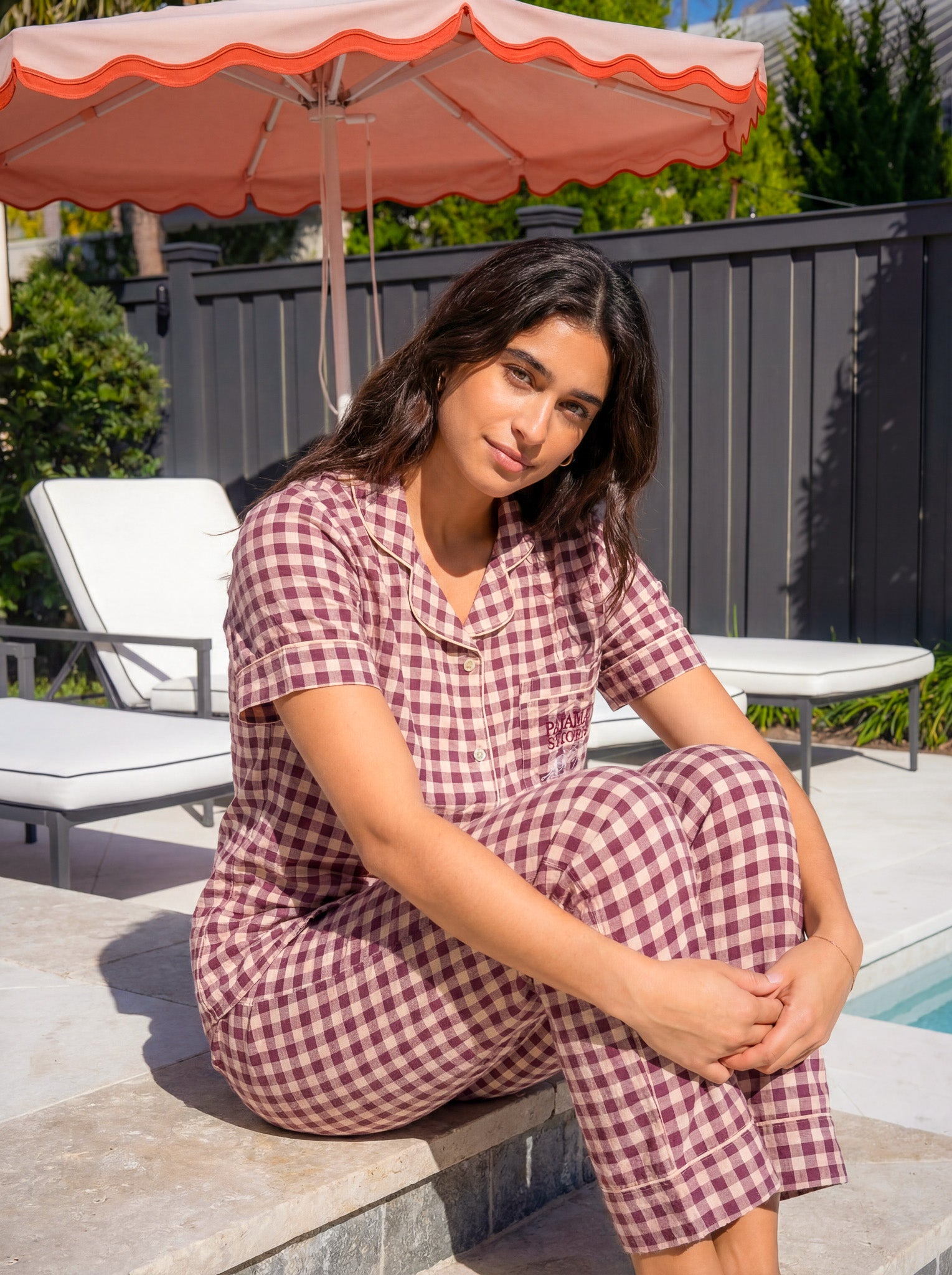 "Blush Check" Pajama Set