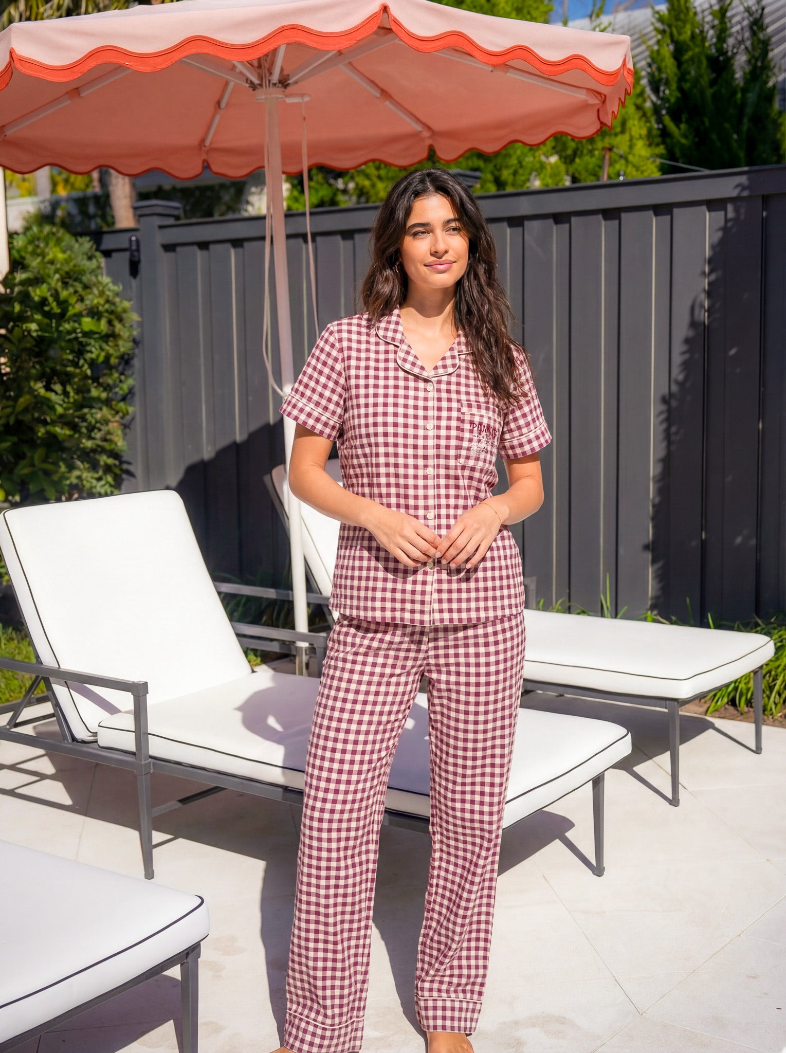 "Blush Check" Pajama Set