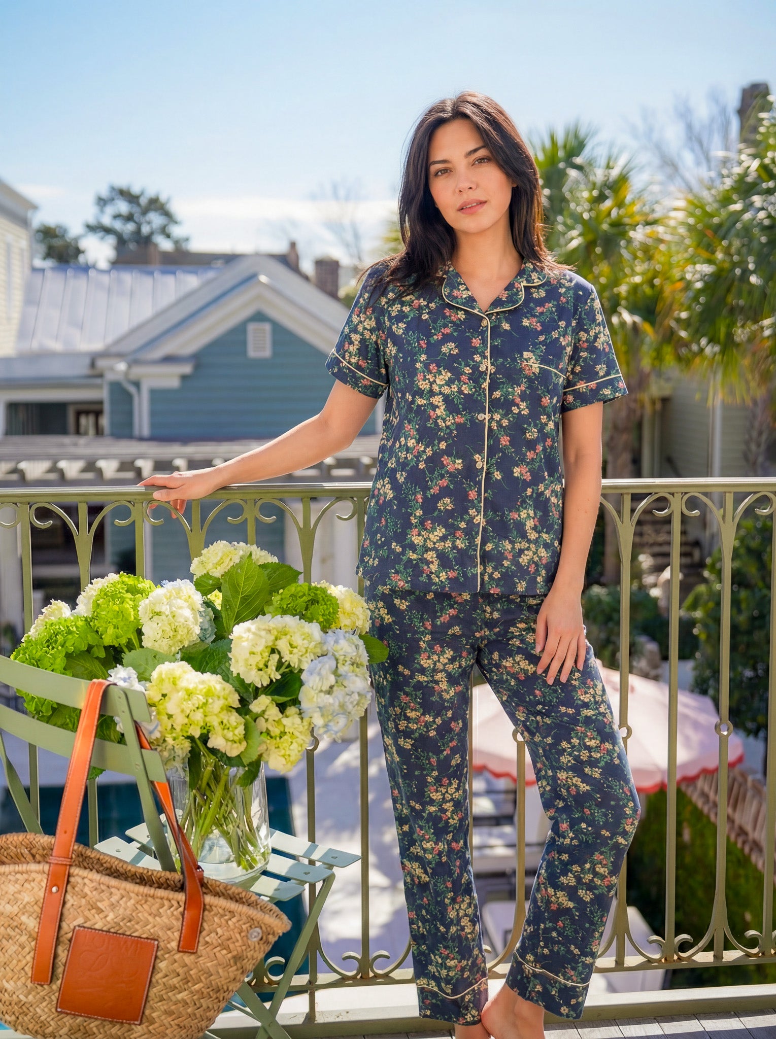 Navy garden pajama set