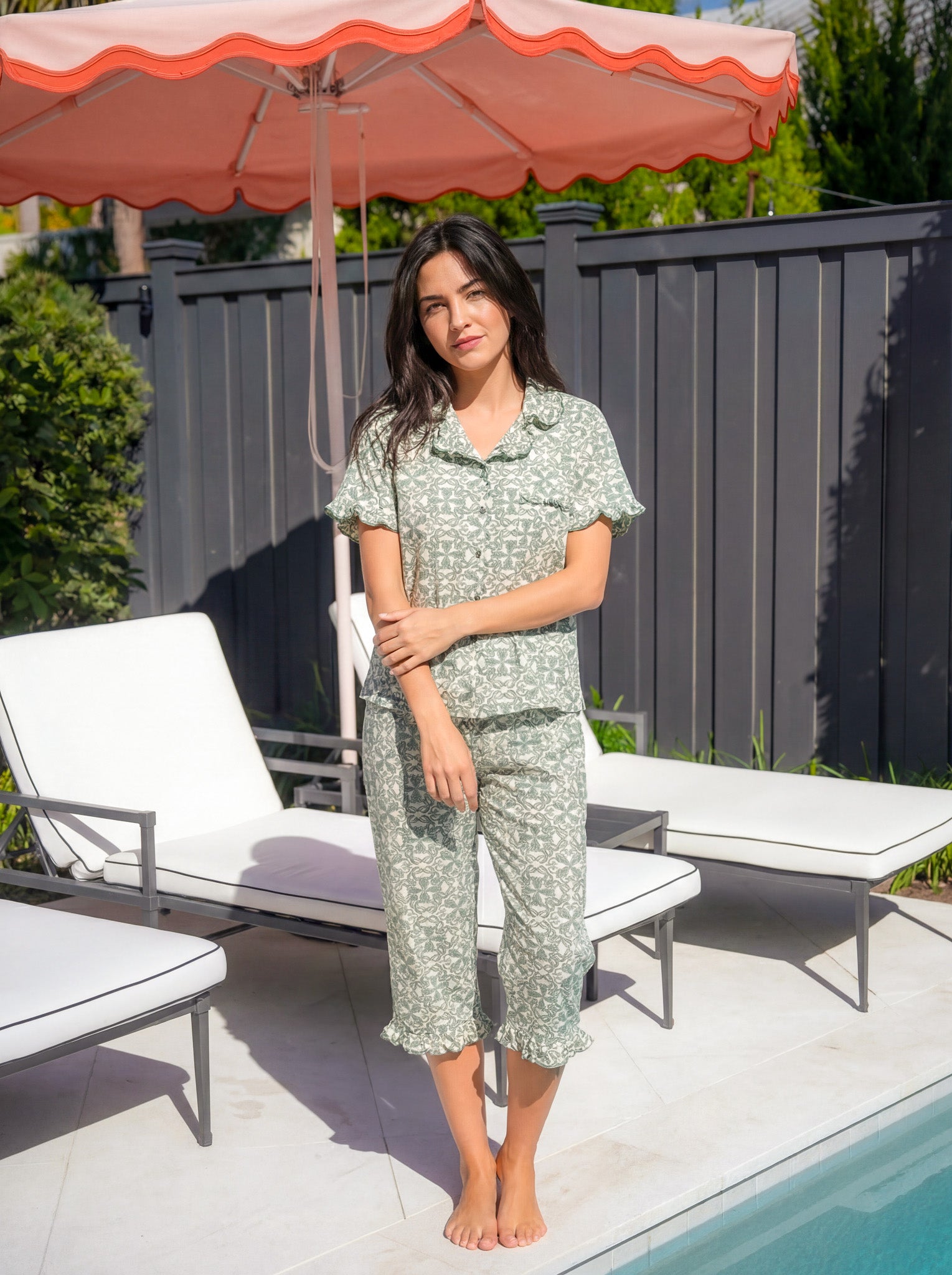 "Sage Bloom" Bermuda Pajama Set