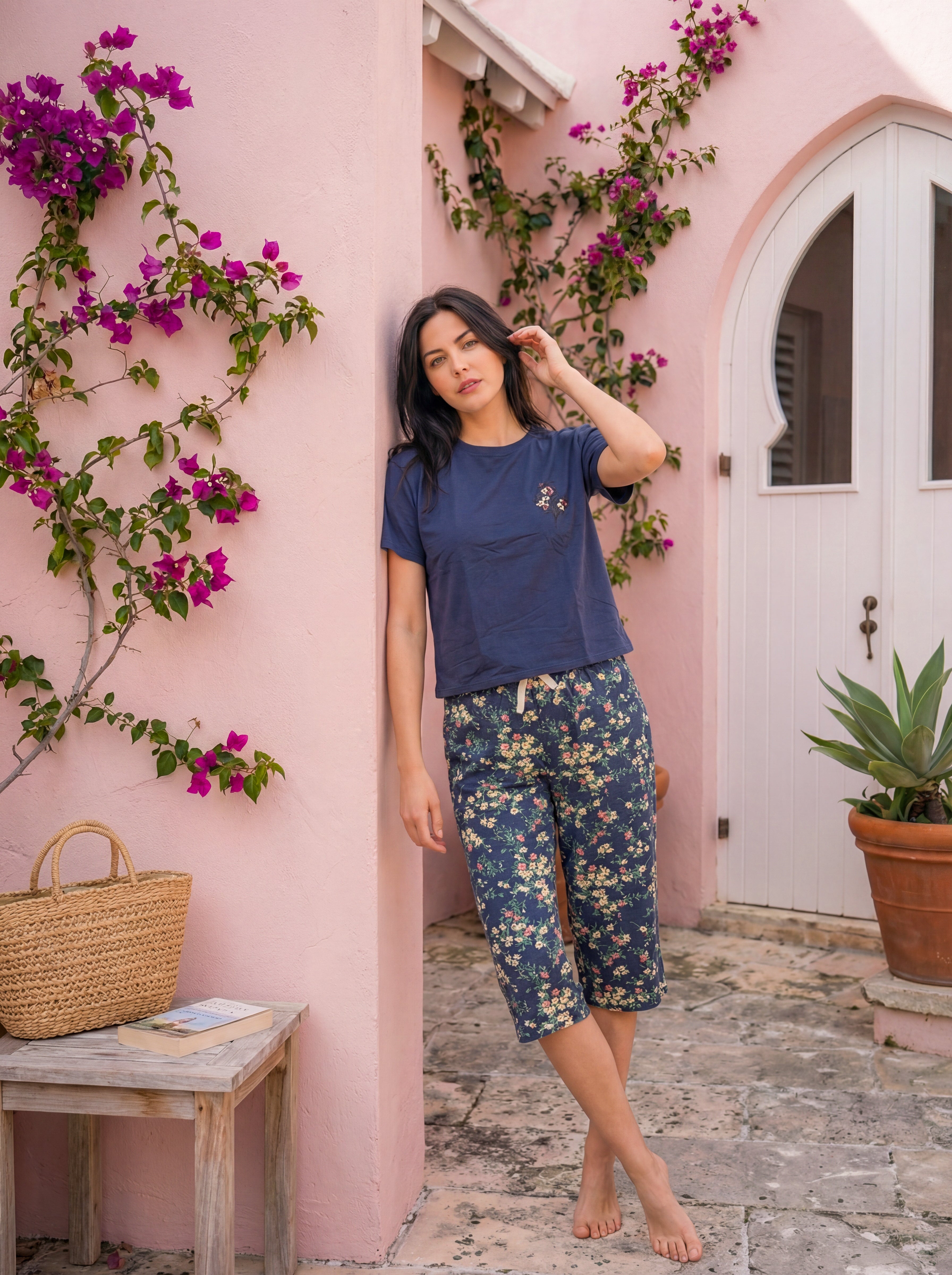 "Navy" Bermuda pajama set