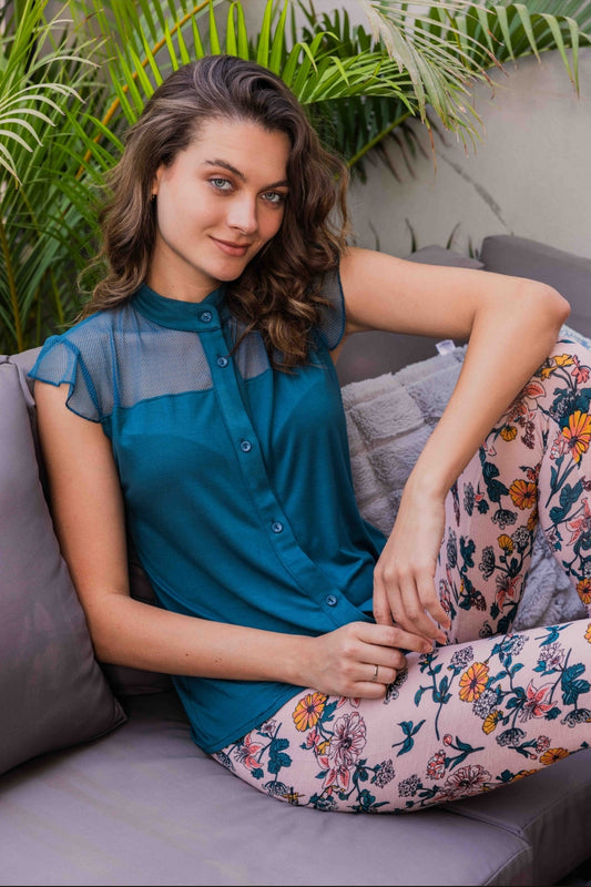 Chiffon button-down pajamas