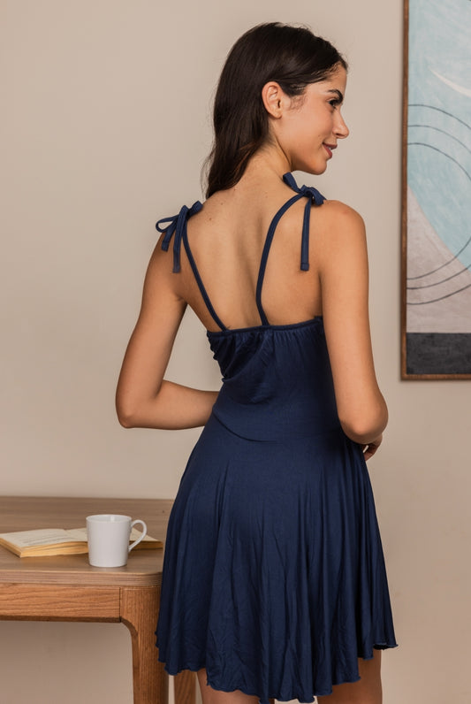 Navy blue halter dress