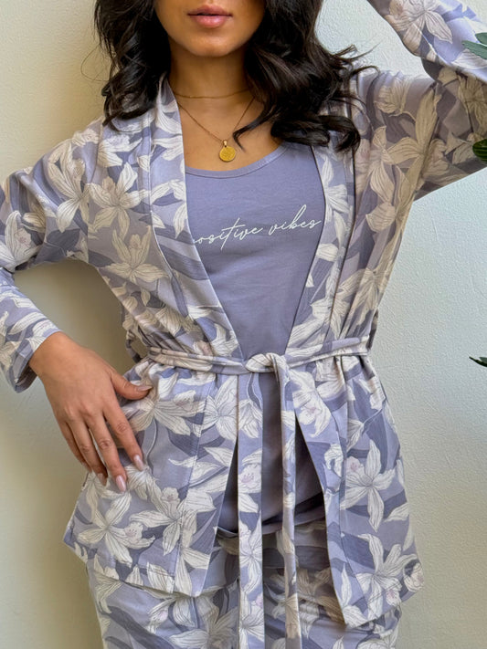 "POSITIVE VIBES" 3Pcs Pajama set