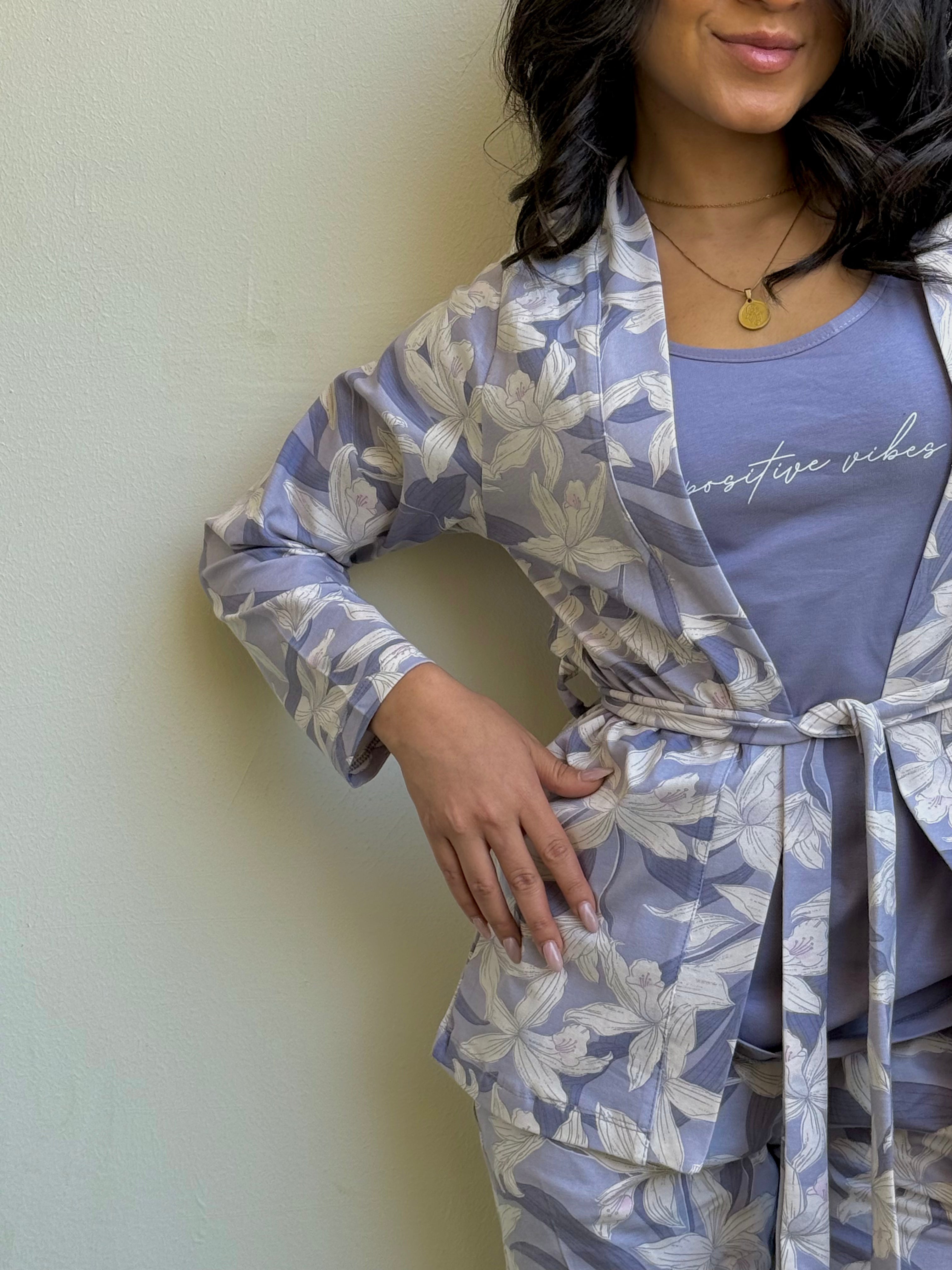 "POSITIVE VIBES" 3Pcs Pajama set