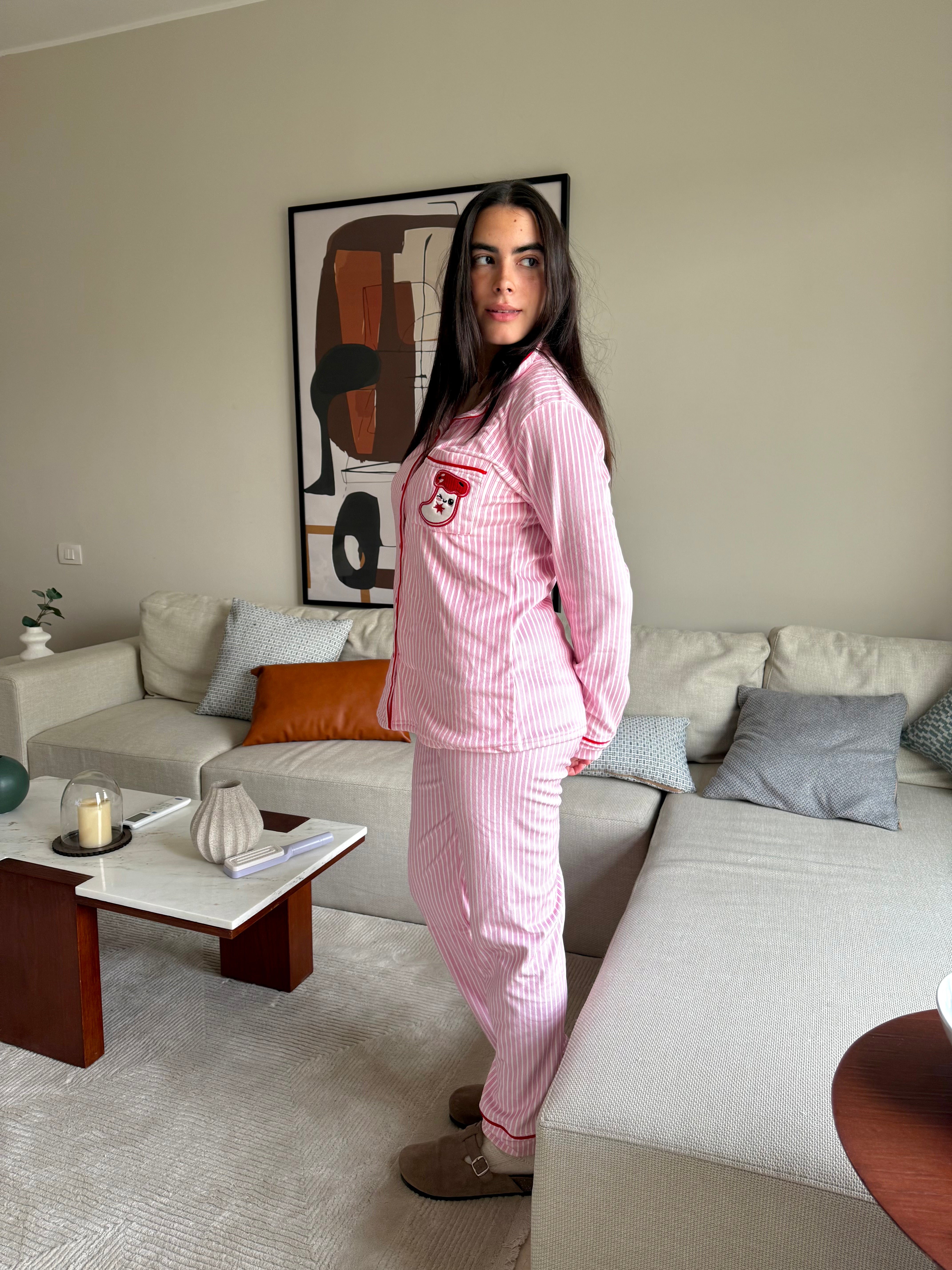 Striped Buttoned Pajama set