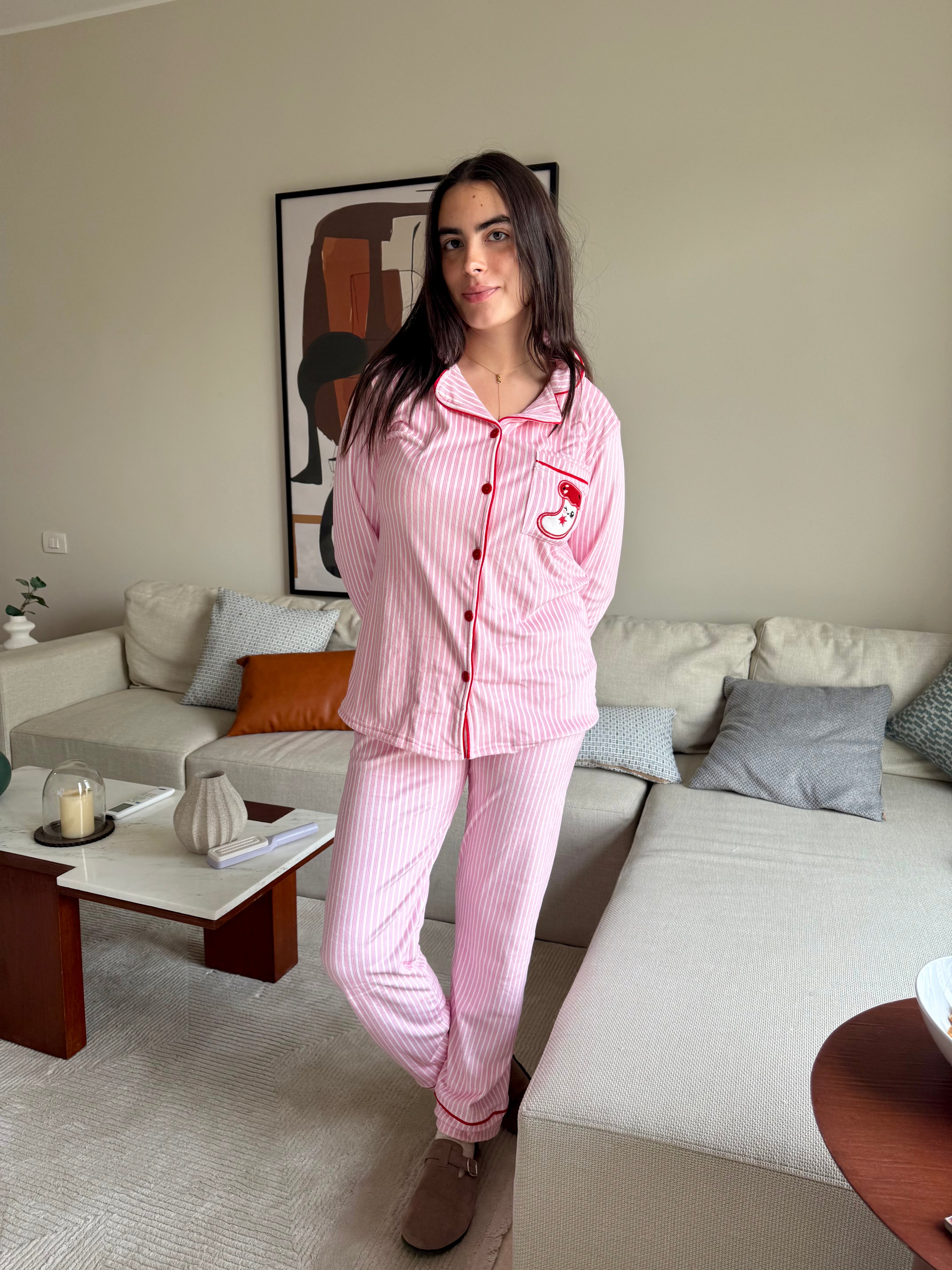 Striped Buttoned Pajama set