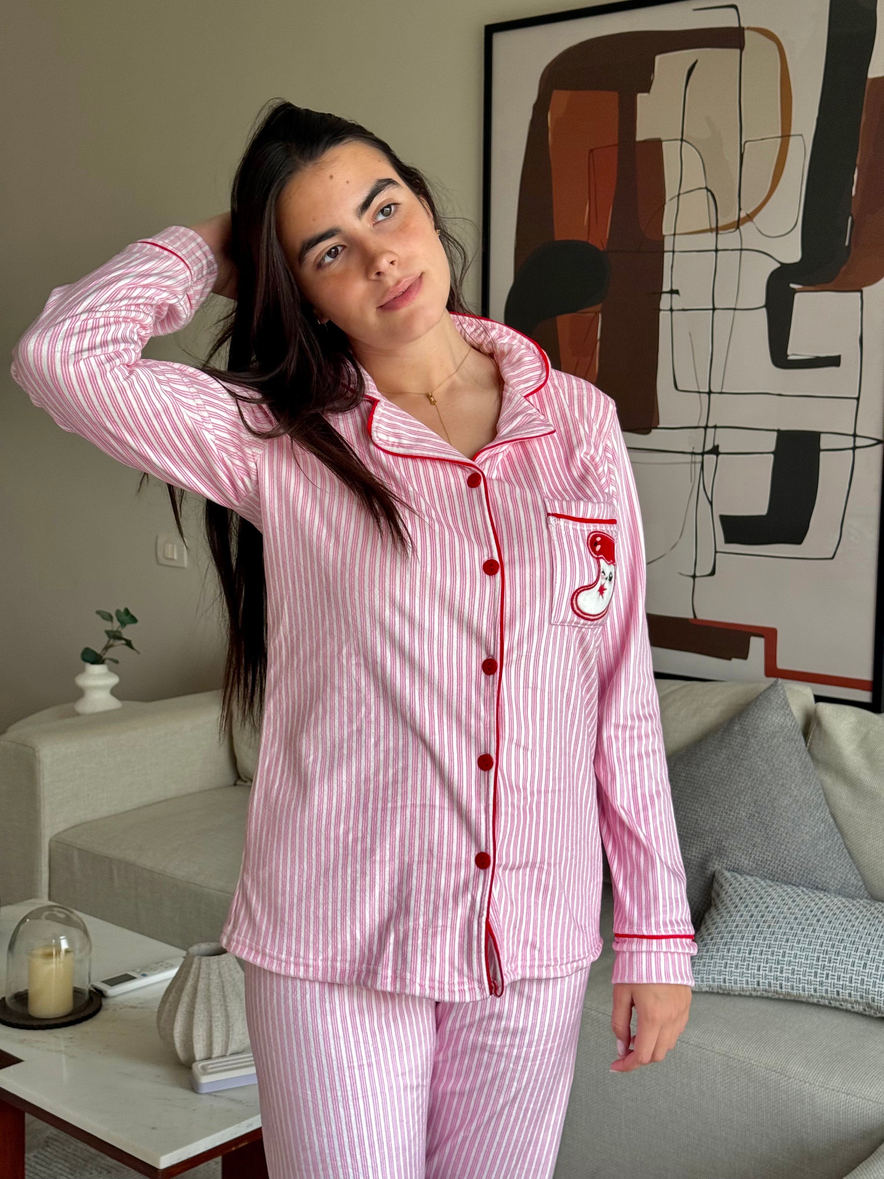 Striped Buttoned Pajama set