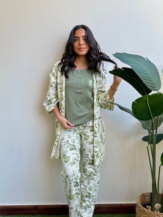 3-piece floral pajama set